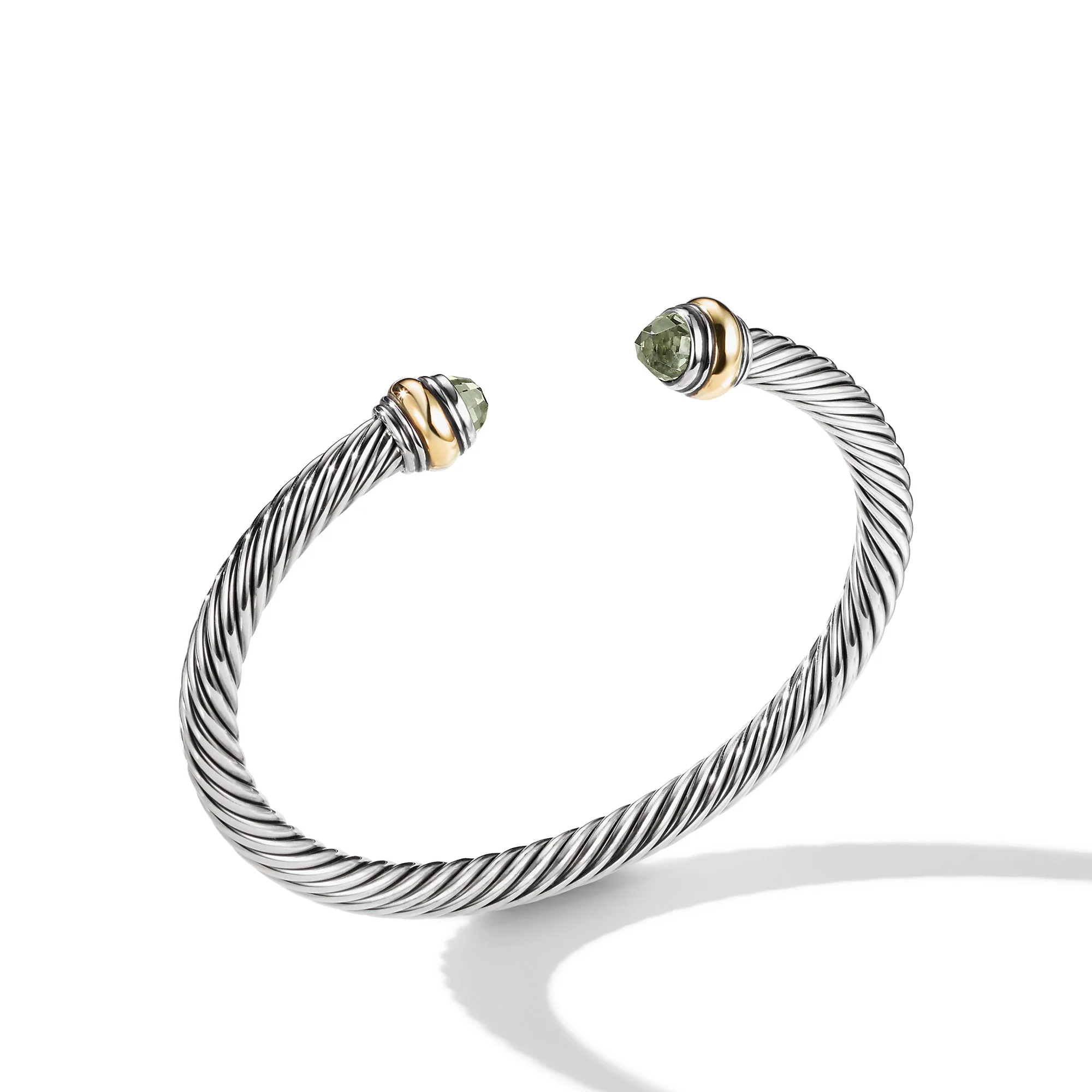 David Yurman Classic Cable Bracelet In Sterling Silver With 14k Yellow Gold And Prasiolite, 5mm