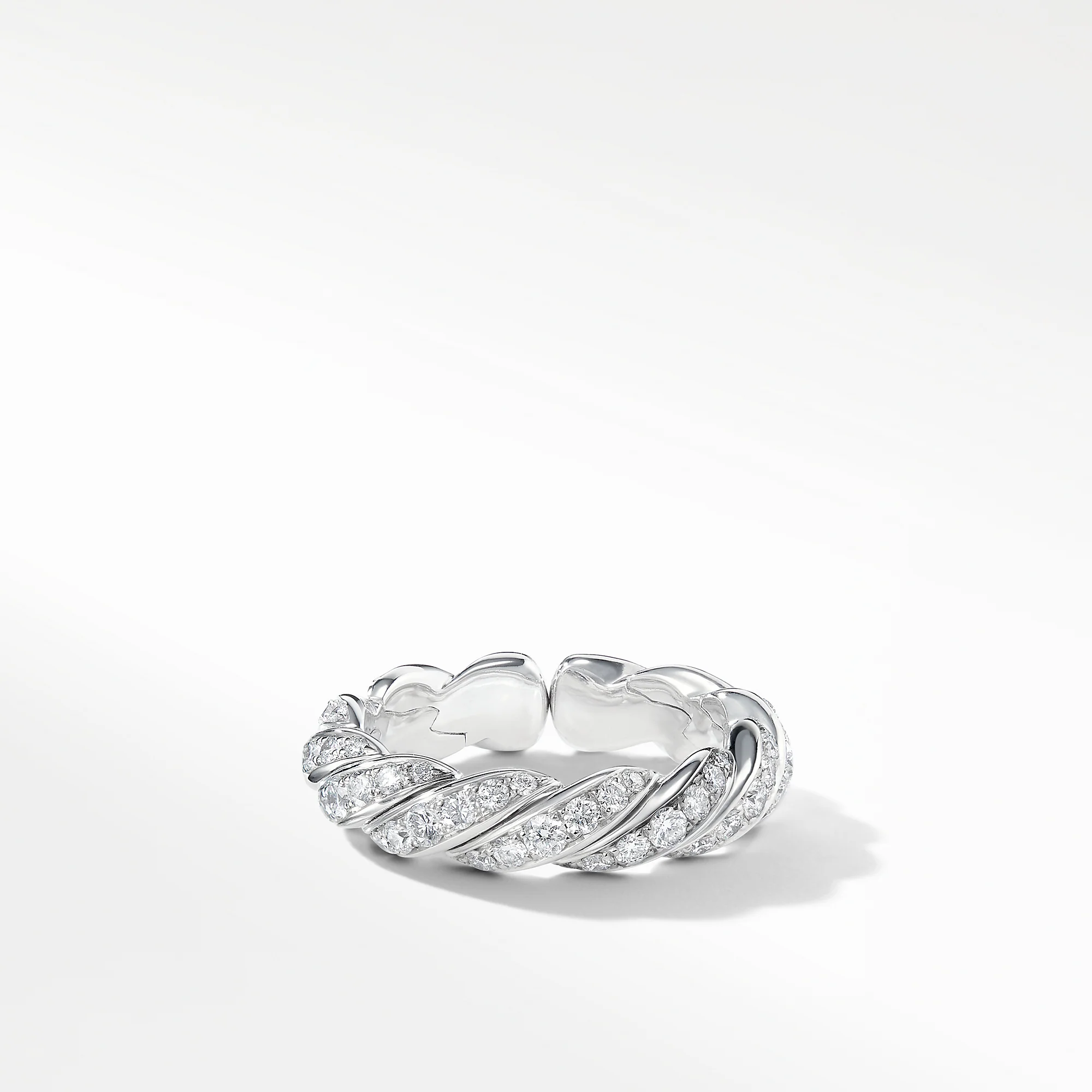 David Yurman Sculpted Cable Flex Band Ring In 18k White Gold With Diamonds, 5mm