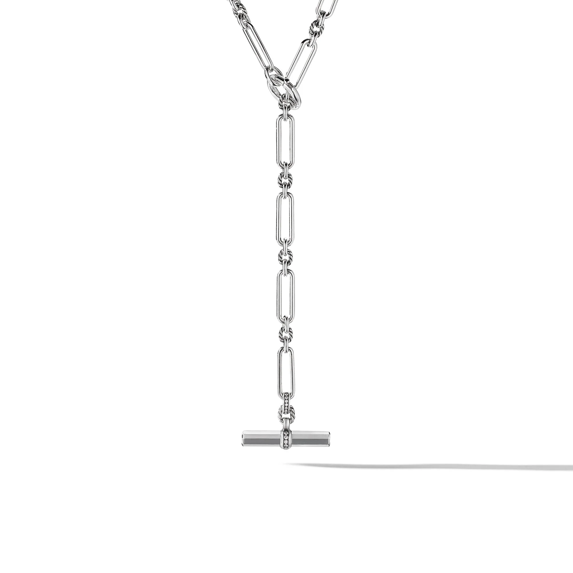 David Yurman Lexington Y Chain Necklace In Sterling Silver With Diamonds, 6.5mm