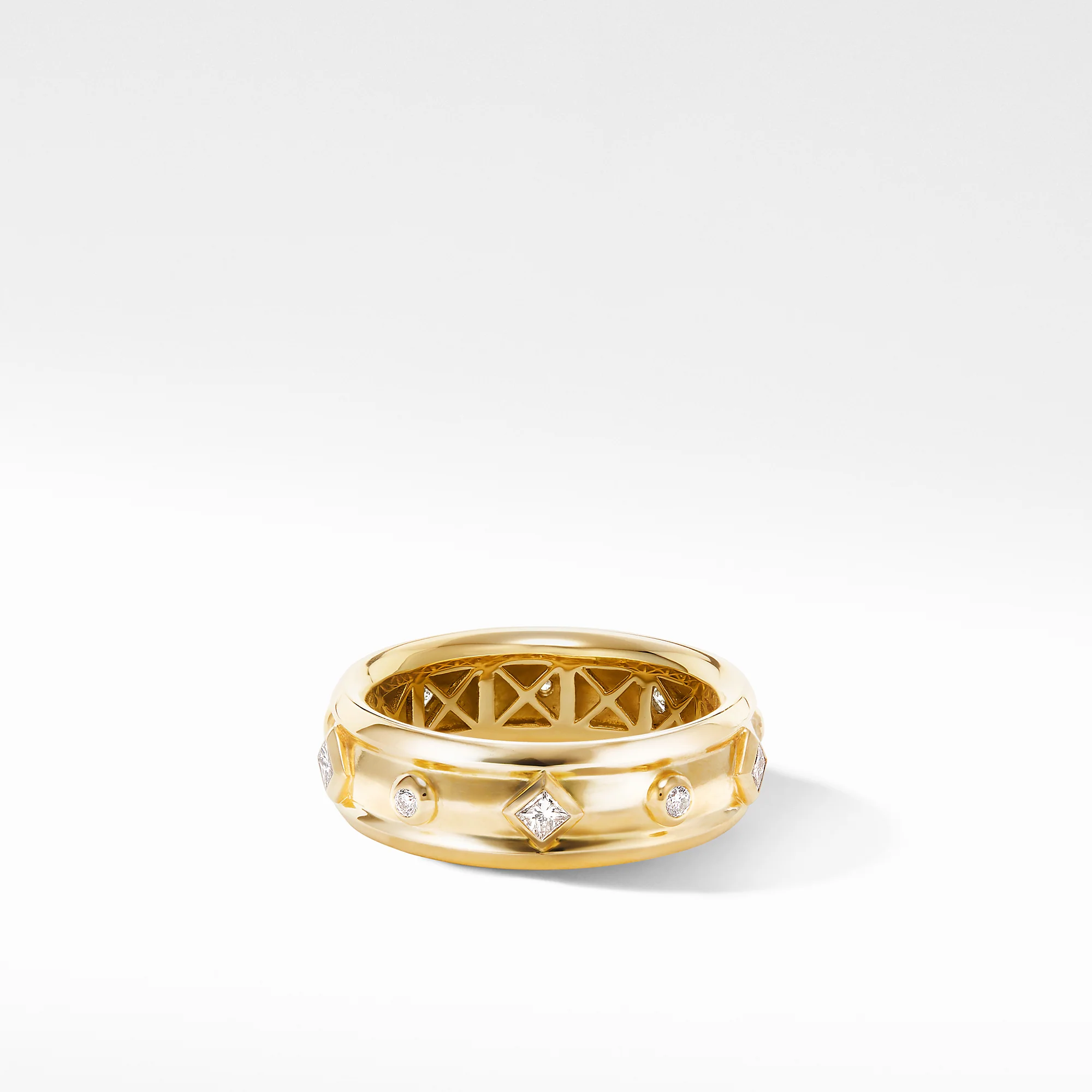 David Yurman Modern Renaissance Band Ring In 18k Yellow Gold With Diamonds, 6.6mm