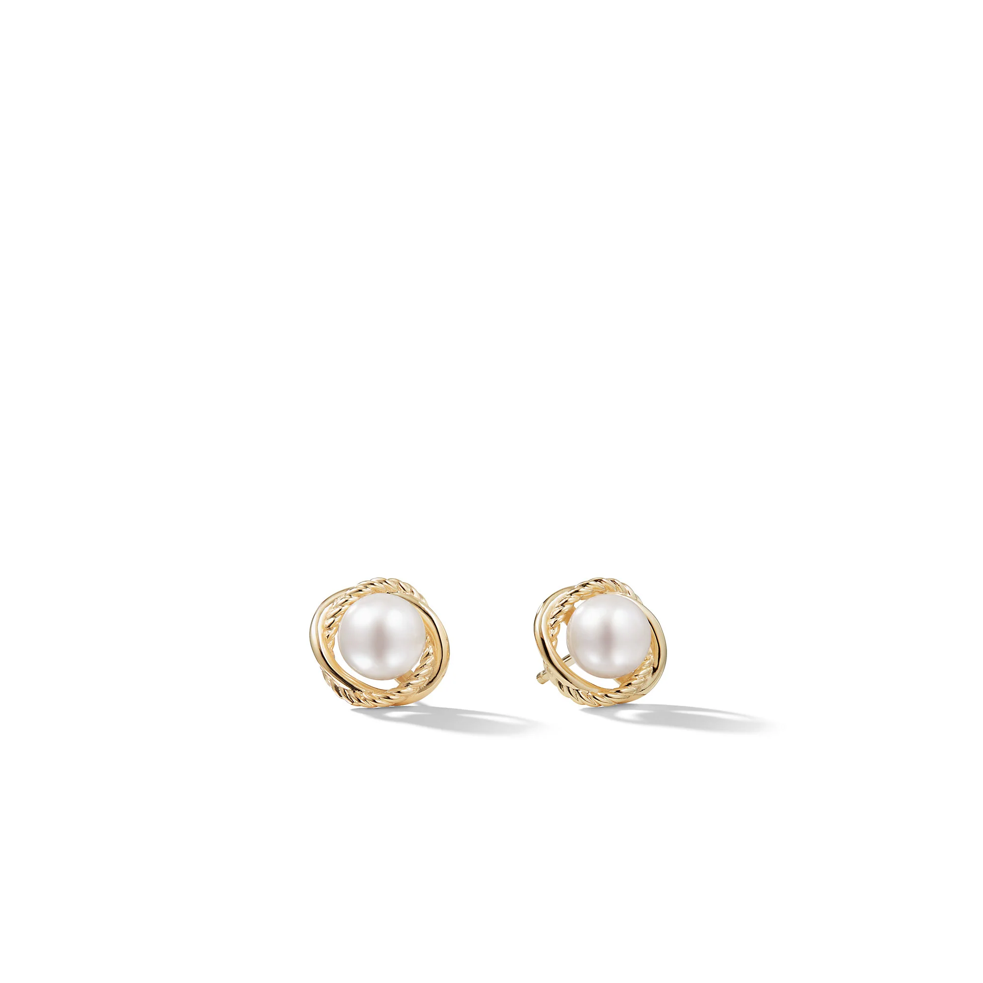 David Yurman Crossover Infinity Pearl Stud Earrings In 18k Yellow Gold With Pearls, 10mm