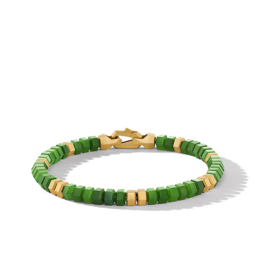 David Yurman Hex Bead Bracelet With Nephrite Jade And 18k Yellow Gold, 6mm