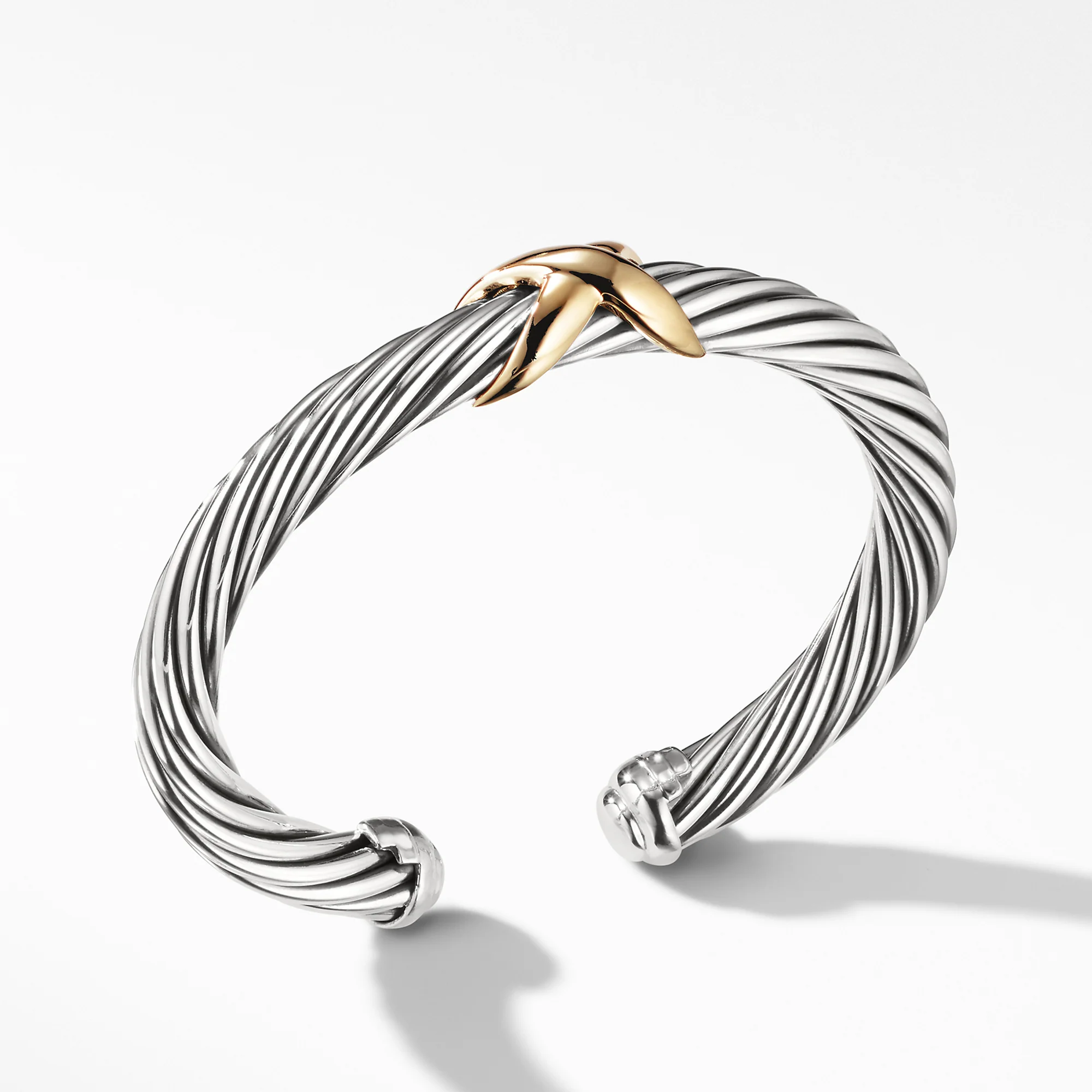 David Yurman X Classic Cable Station Bracelet In Sterling Silver With 14k Yellow Gold, 7mm