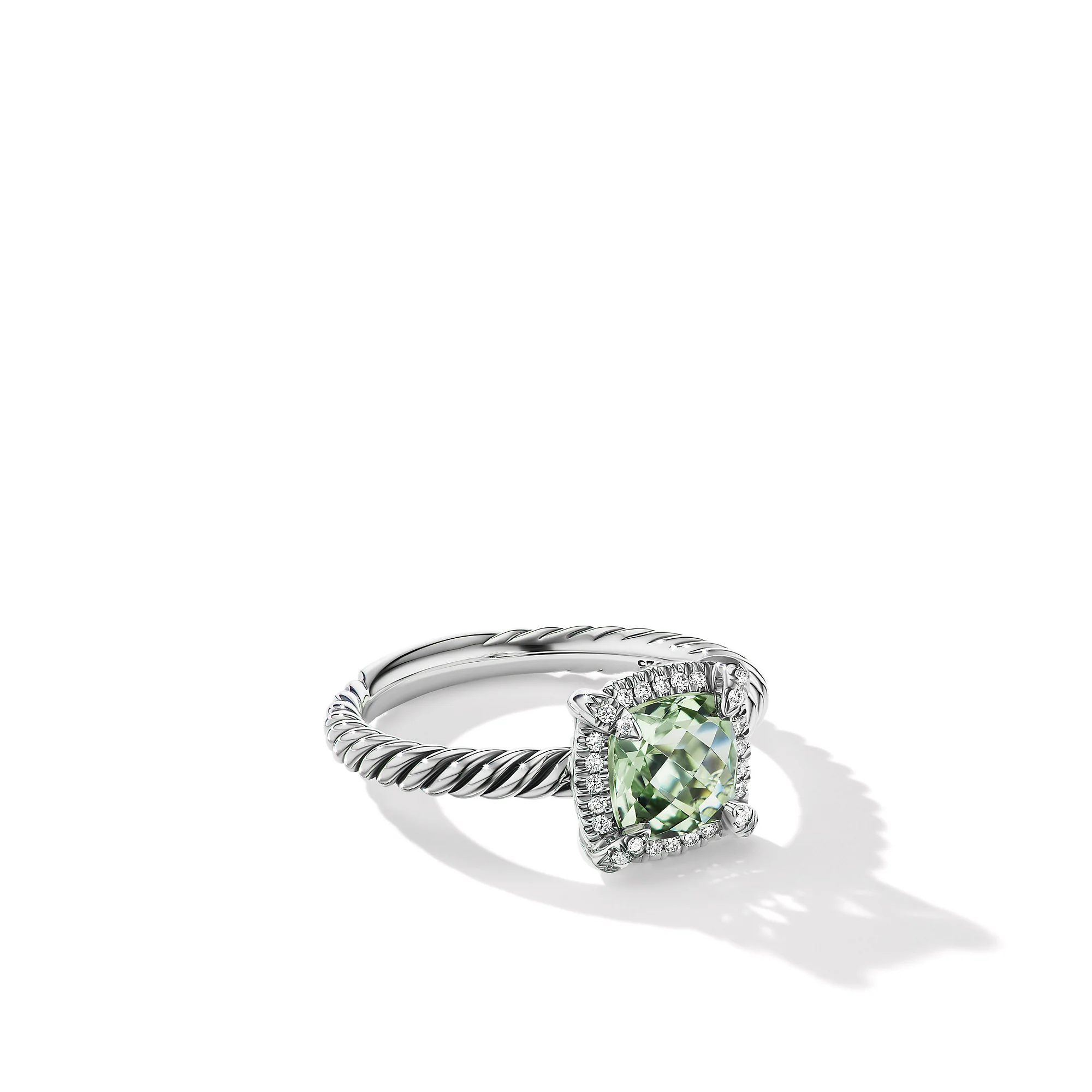 David Yurman Petite Chatelaine® Pavé Bezel Ring In Sterling Silver With Prasiolite And Diamonds, 7mm
