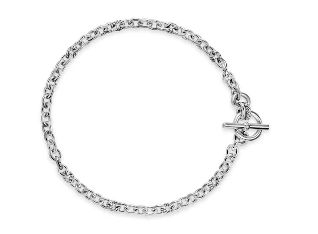 David Yurman Mercer® Toggle Chain Necklace In Sterling Silver With Diamonds, 8mm