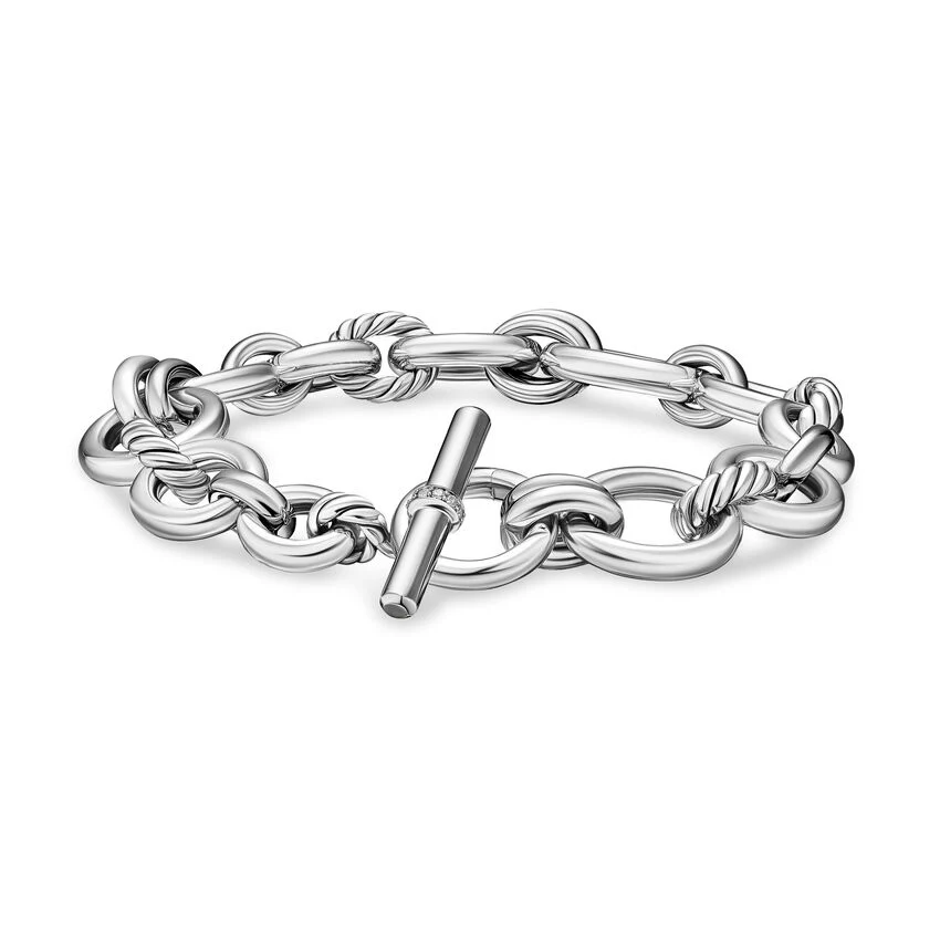 David Yurman Mercer® Chain Bracelet In Sterling Silver With Diamonds, 8mm