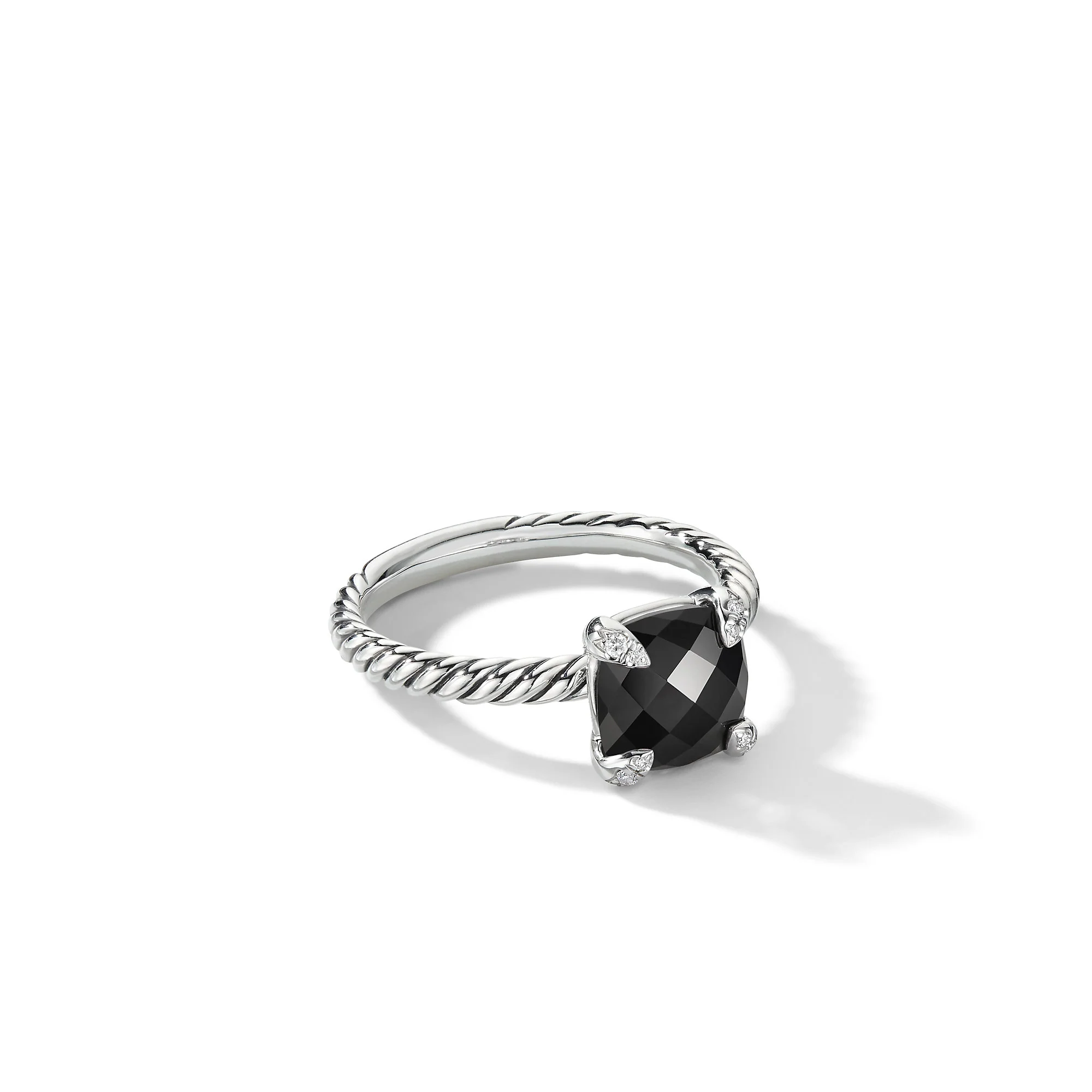 David Yurman Chatelaine® Ring In Sterling Silver With Black Onyx And Diamonds, 8mm
