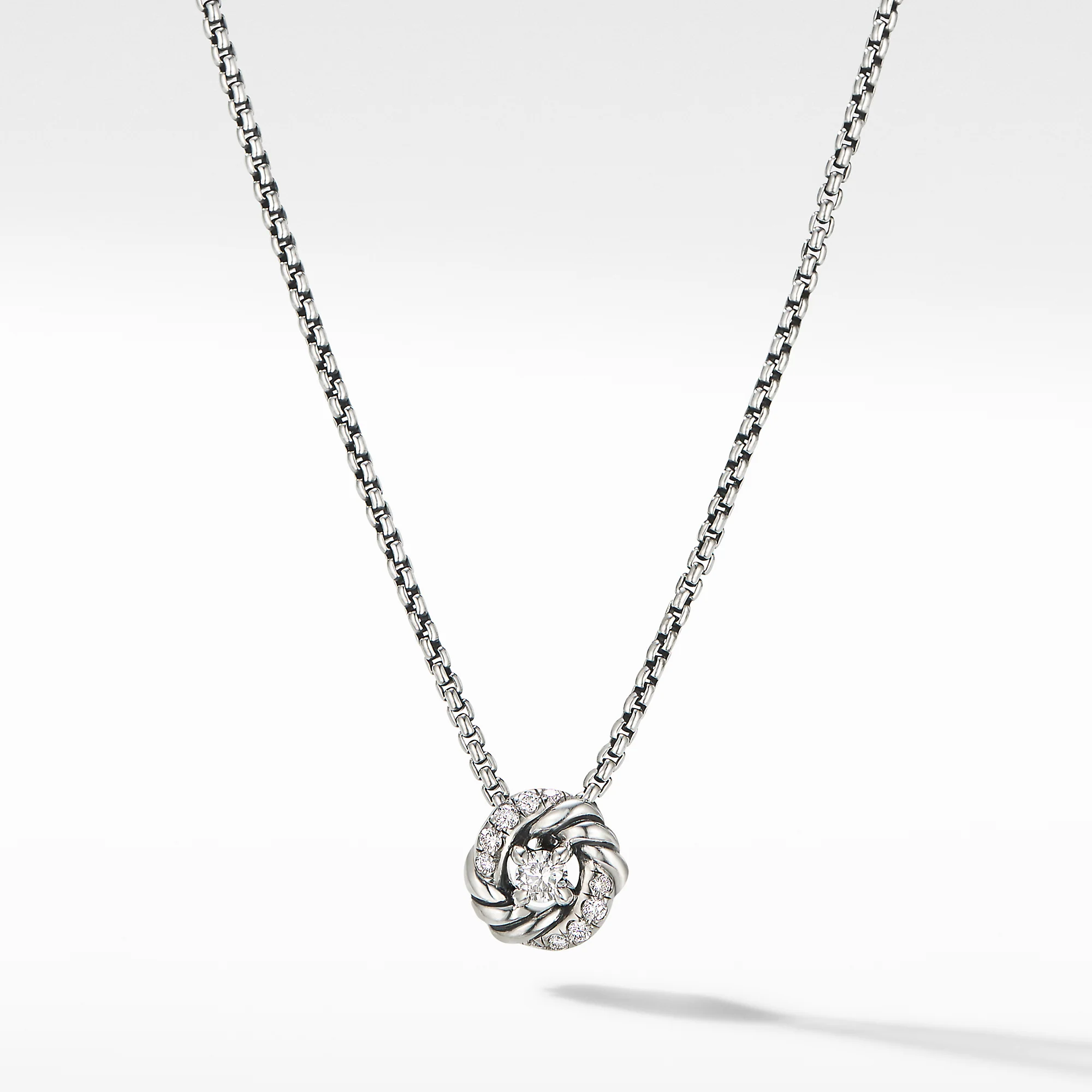David Yurman Petite Infinity Pendant Necklace In Sterling Silver With Diamonds, 8mm