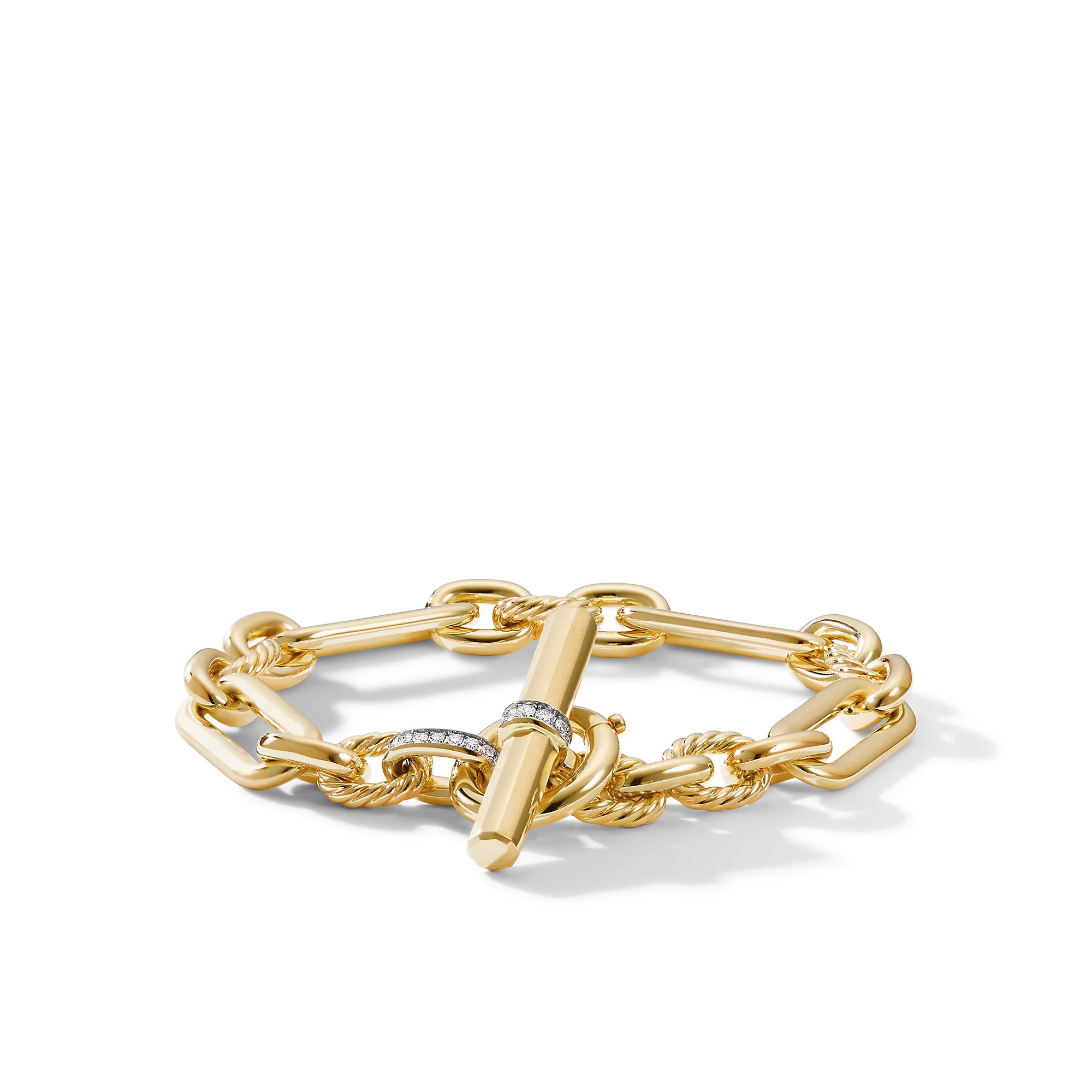 David Yurman Lexington Chain Bracelet In 18k Yellow Gold With Diamonds, 9.8mm