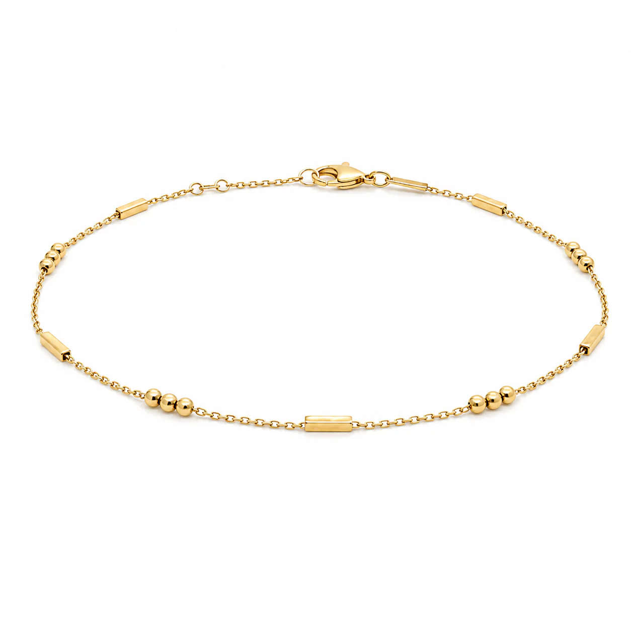 Brown & Co. 14k Yellow Gold Beaded Station Anklet