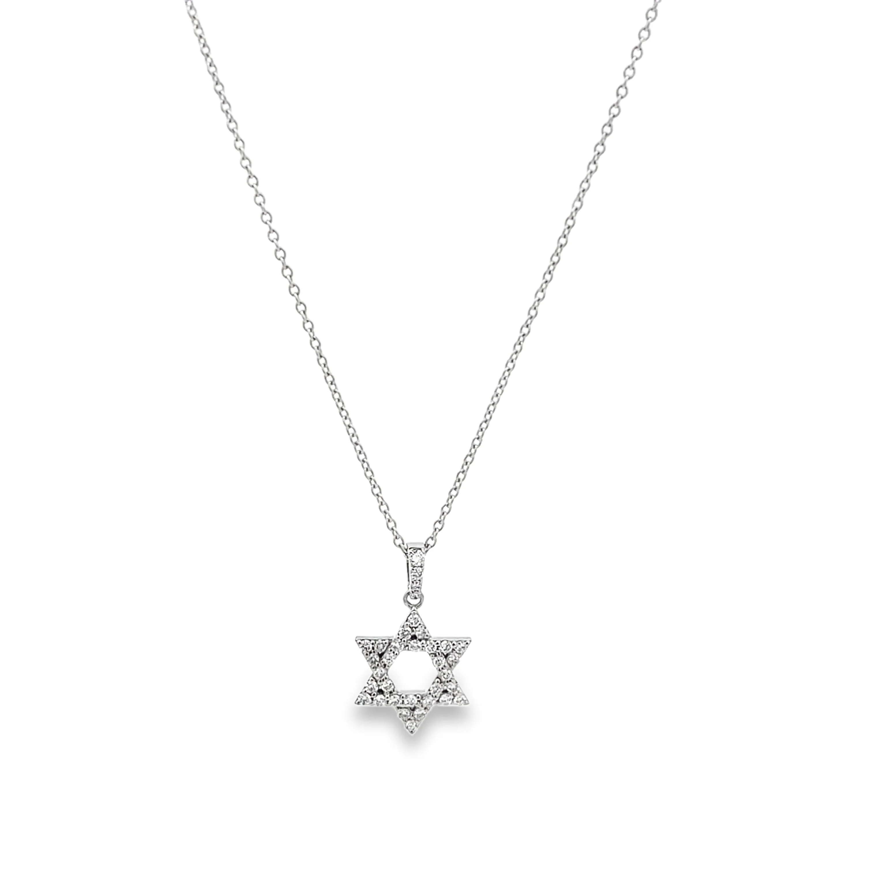 Brown & Co. 18k White Gold 0.30ct Diamond Star Of David Pendant Necklace