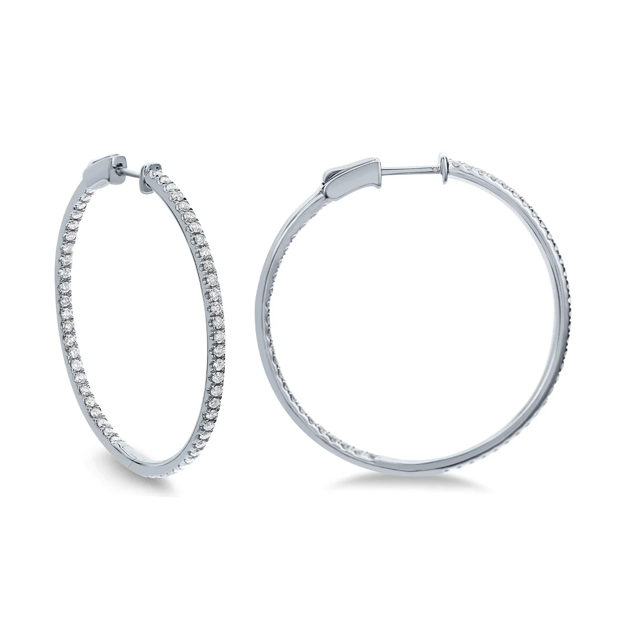 18k White Gold 1.19ctw Diamond Hoop Earrings