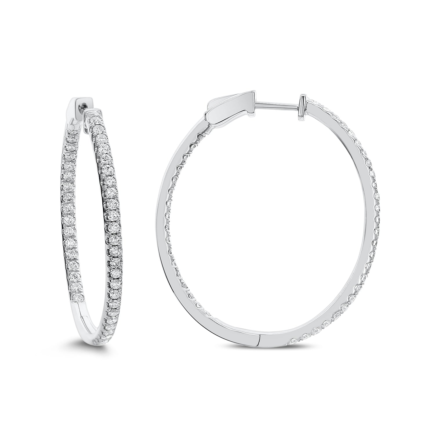 18k White Gold 1.30ctw Diamond Hoop Earrings