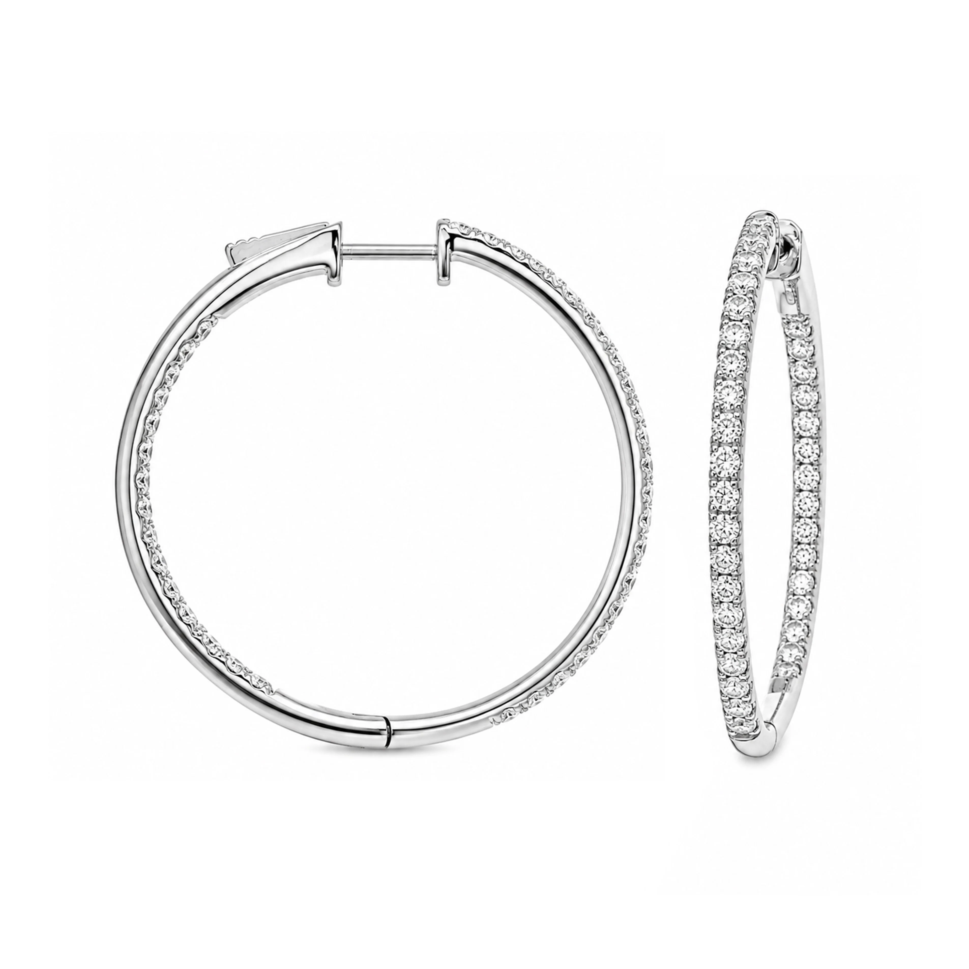 Brown & Co. 18k White Gold 1.50ct Diamond Hoop Earrings