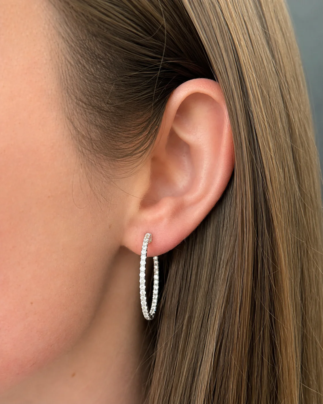 Brown & Co. 18k White Gold 1.50ct Diamond Hoop Earrings - Image 2