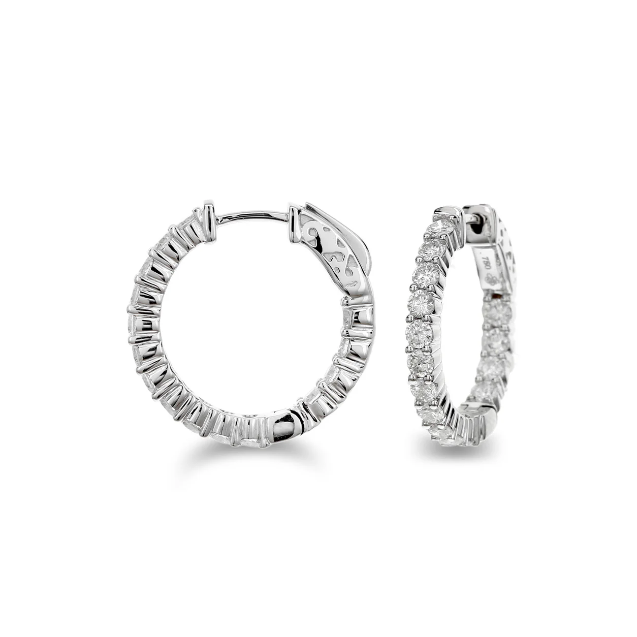 Brown & Co. 18k White Gold 1.55ct Diamond Hoop Earrings