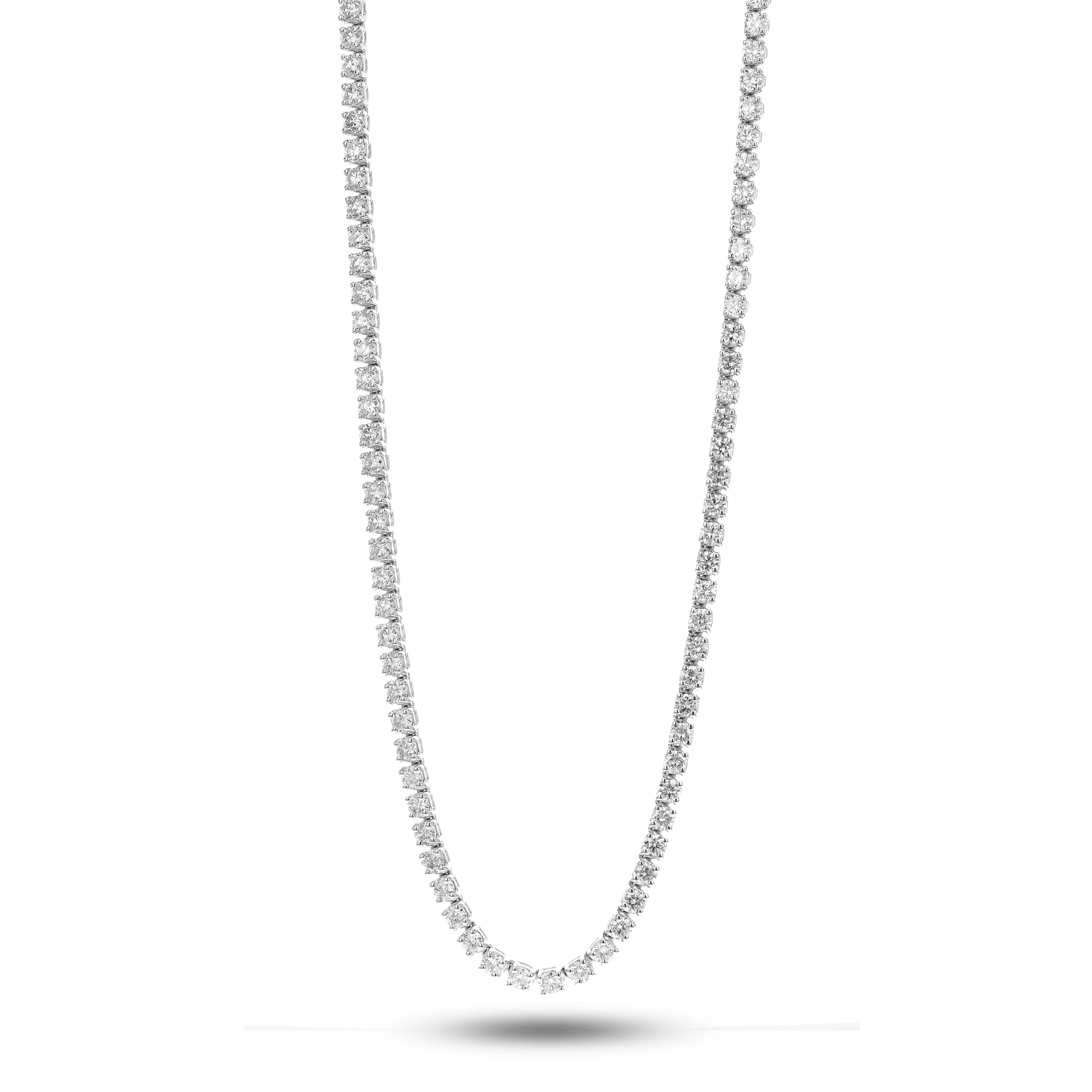 18k White Gold 17.00ctw Diamond Tennis Necklace
