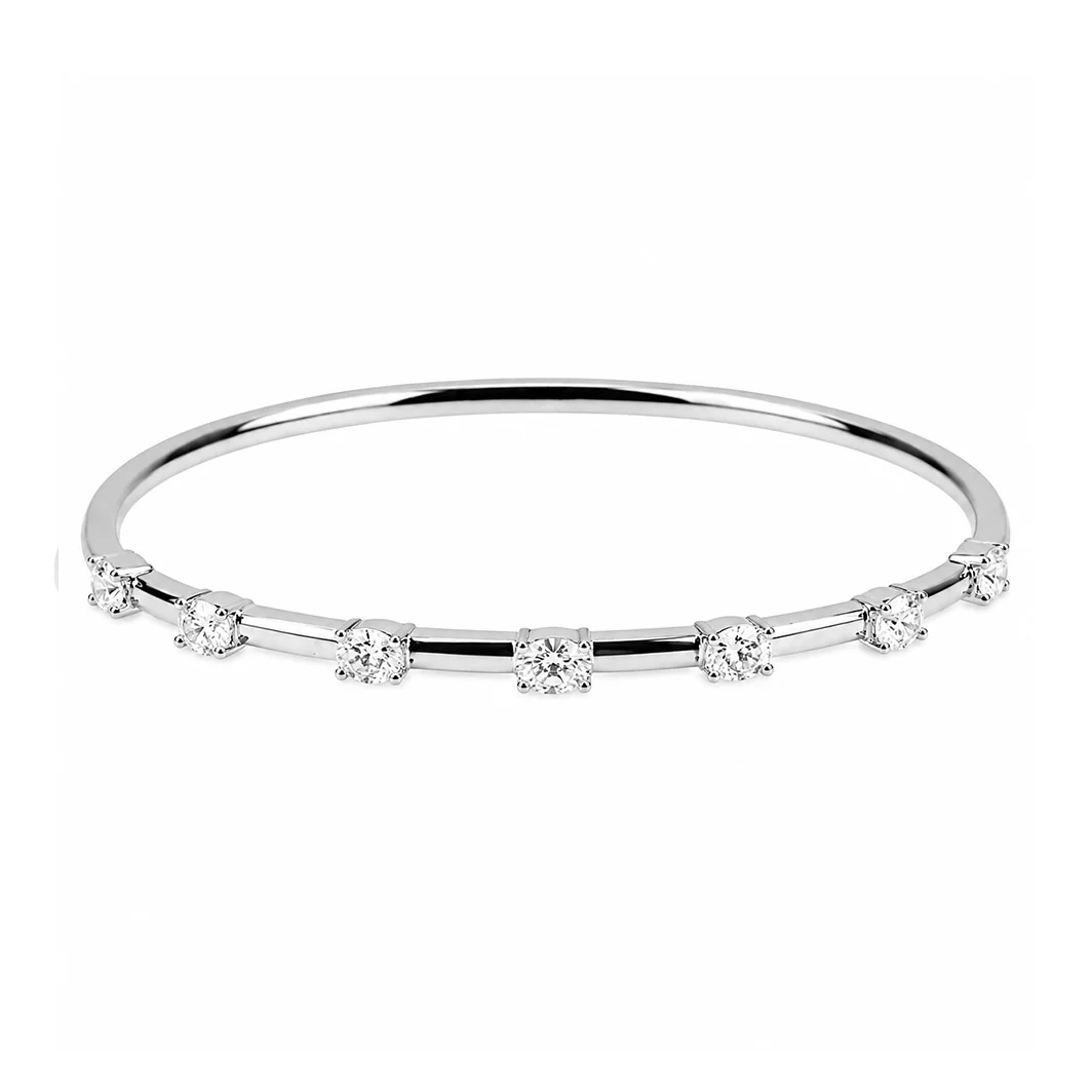 Brown & Co. 18k White Gold 2.20ct Oval Diamond Bangle