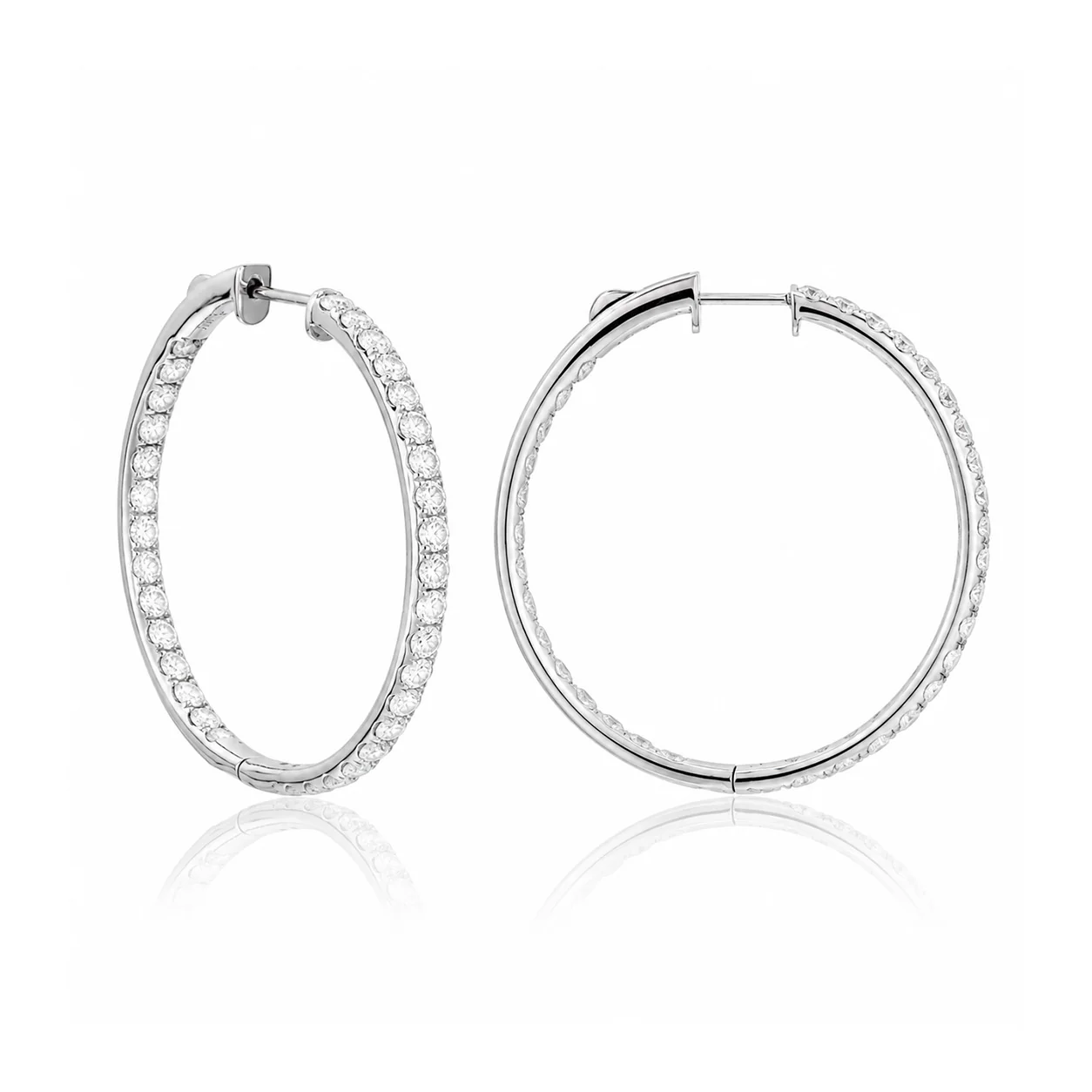 Brown & Co. 18k White Gold 3.25ct Diamond Hoop Earrings