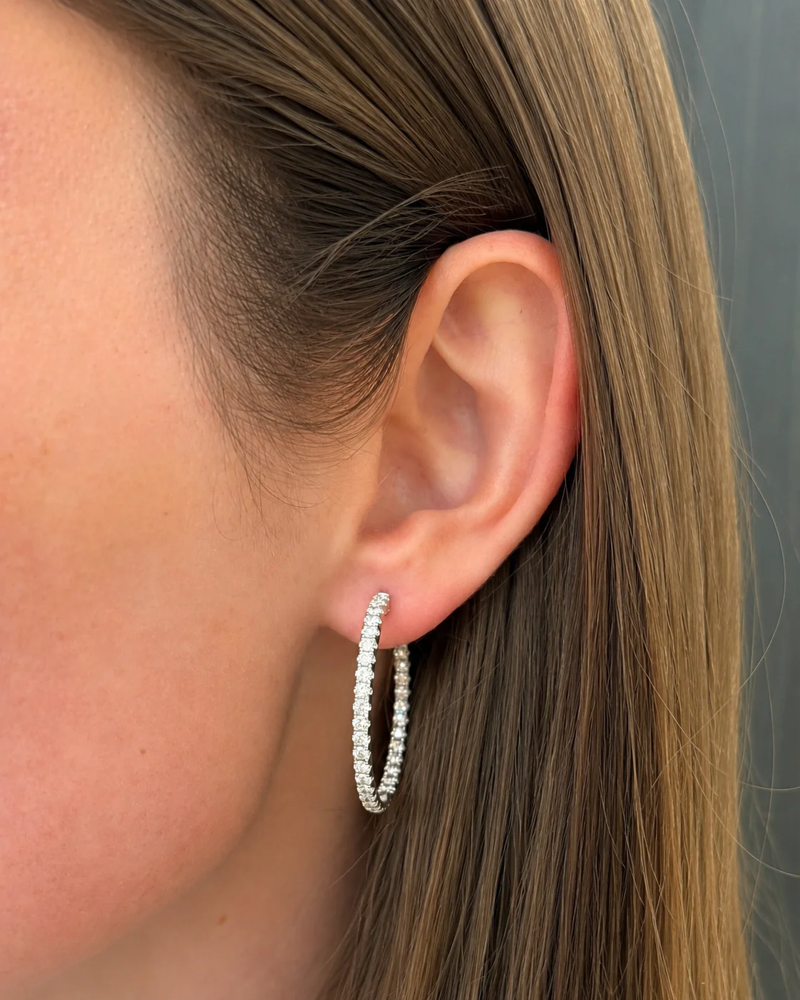 Brown & Co. 18k White Gold 3.25ct Diamond Hoop Earrings - Image 2