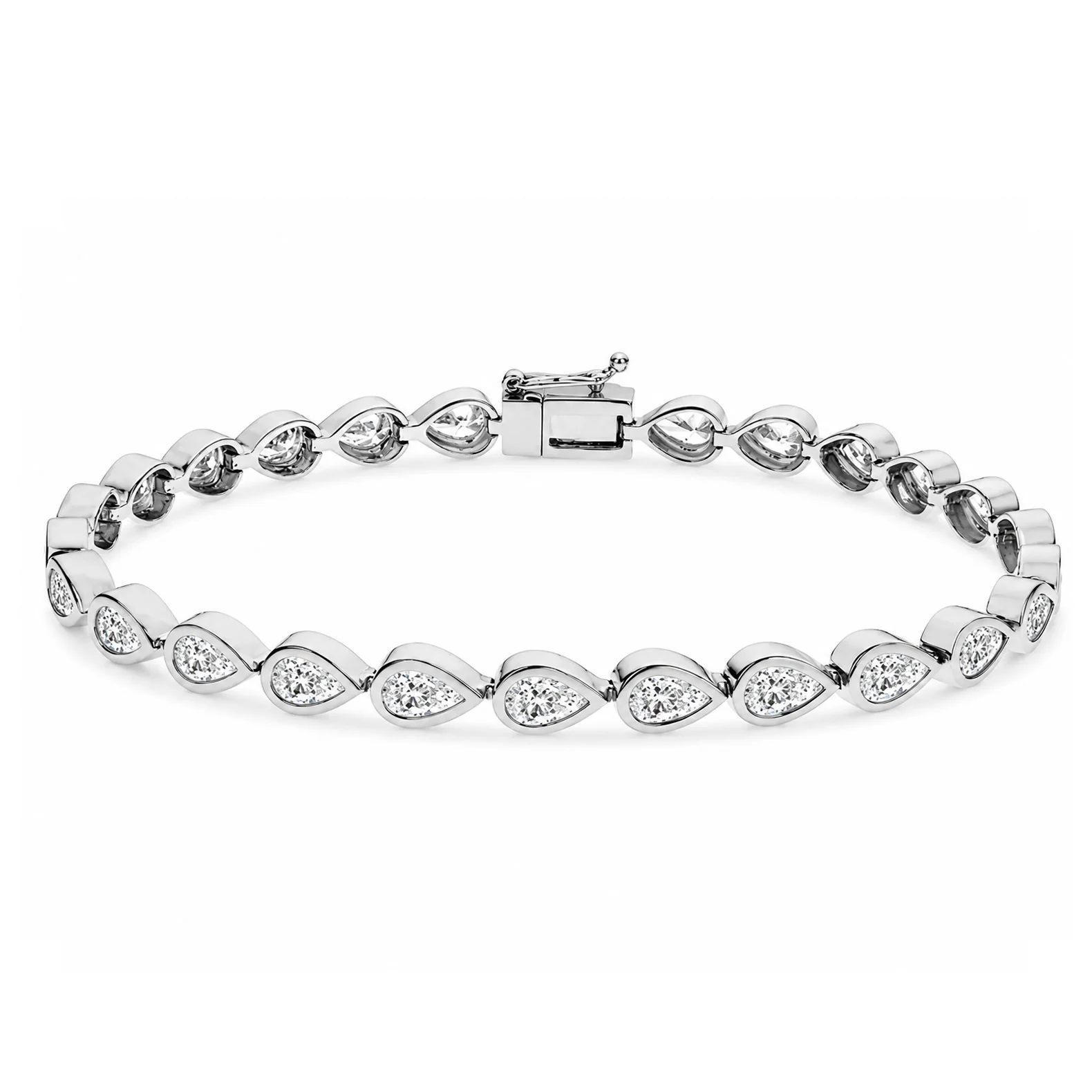 Brown & Co. 18k White Gold 5ct Bezel-Set Pear Diamond Line Bracelet