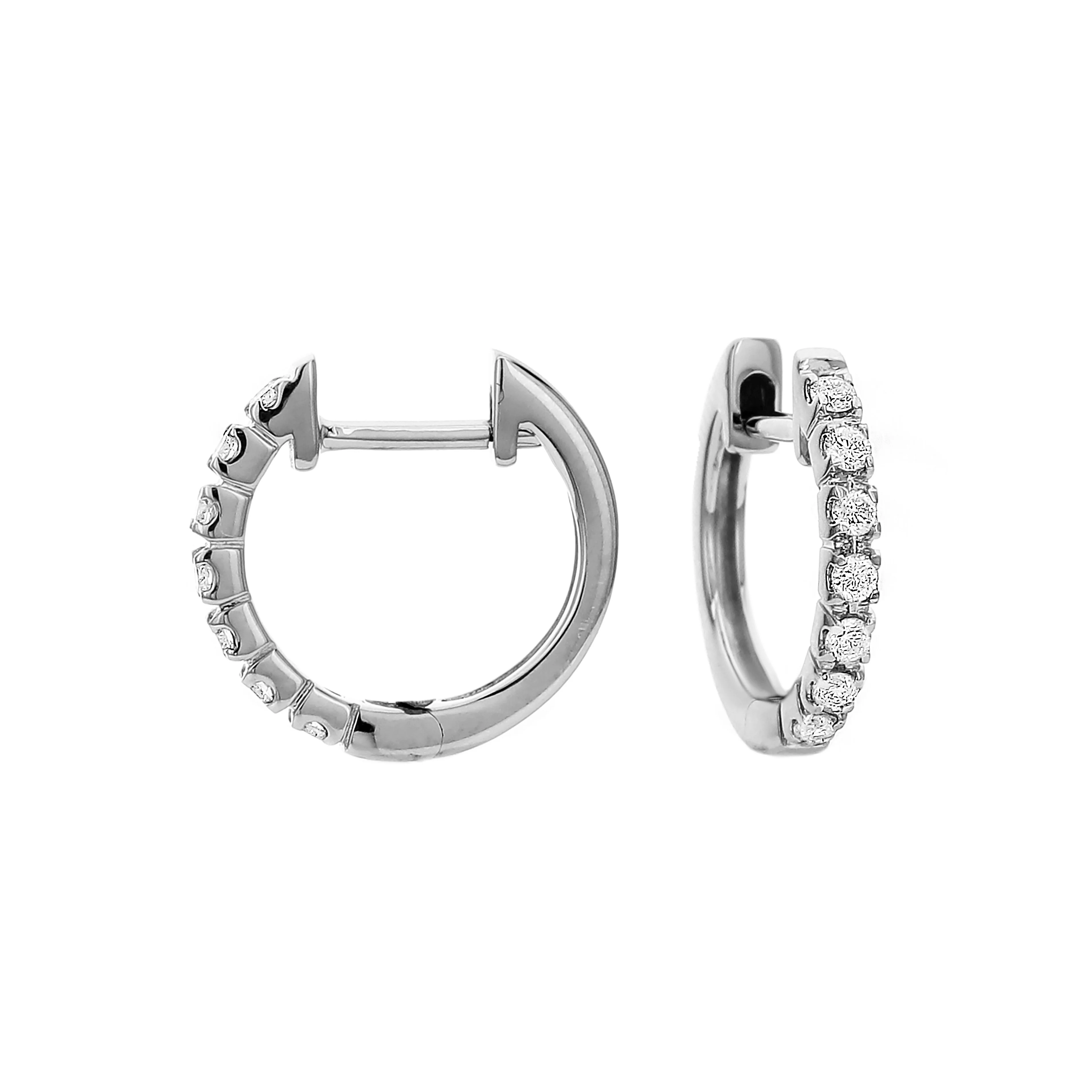 BROWN & CO. 18K WHITE GOLD DIAMOND HOOP EARRINGS