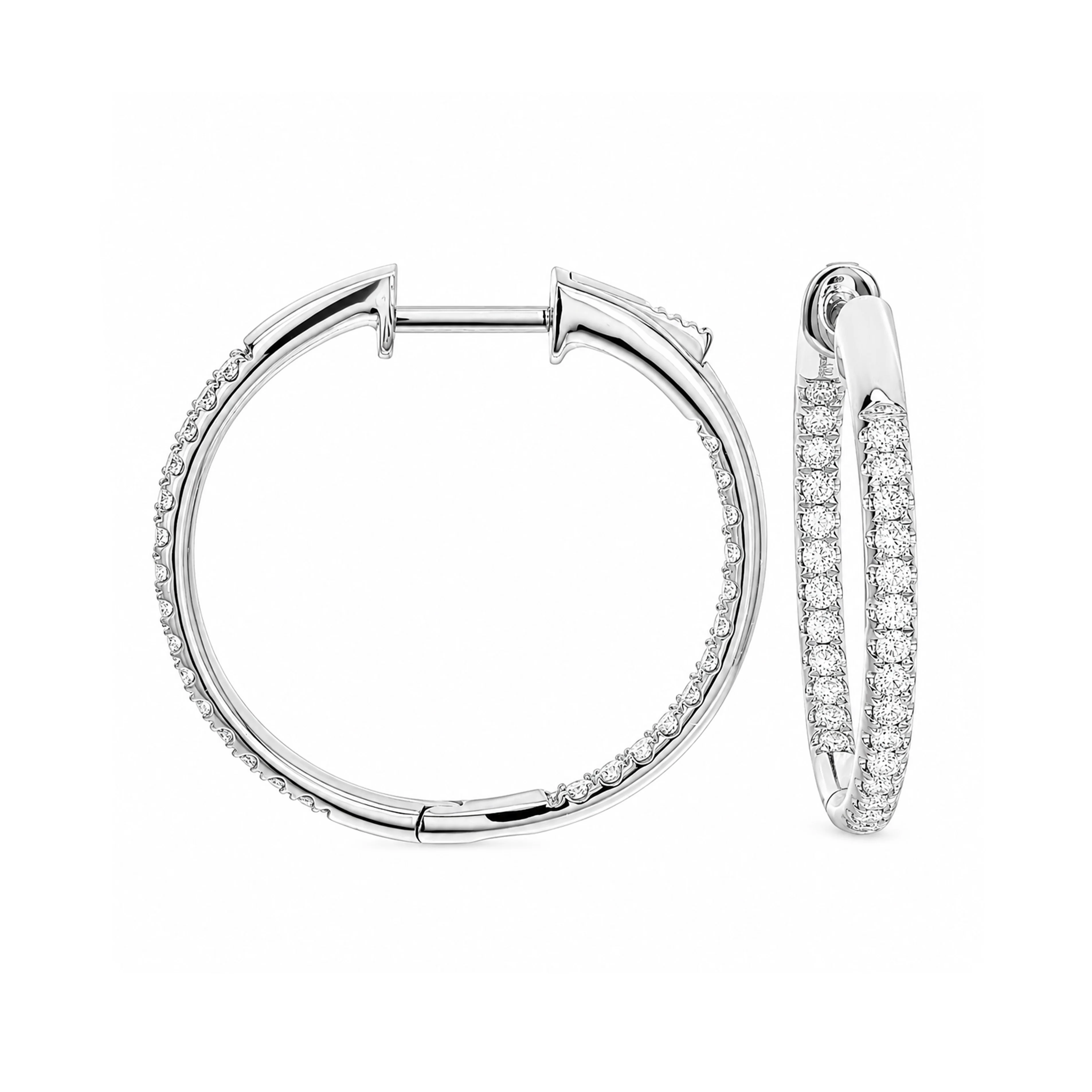 Brown & Co. 18k White Gold Diamond Hoop Earrings