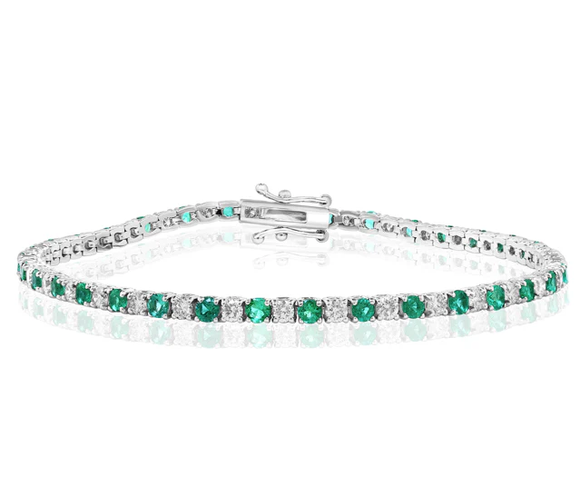 Brown & Co. 18k White Gold Emerald & Diamond Bracelet
