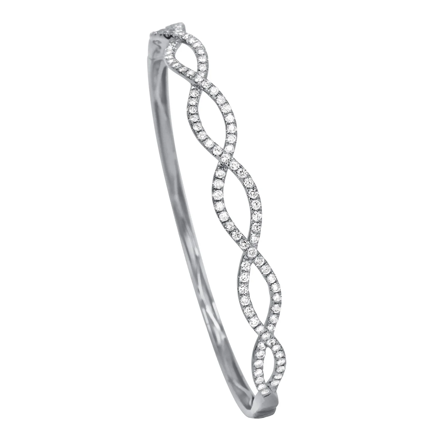 Brown & Co. 18k White Gold Oval Diamond Hinged Twist Bangle