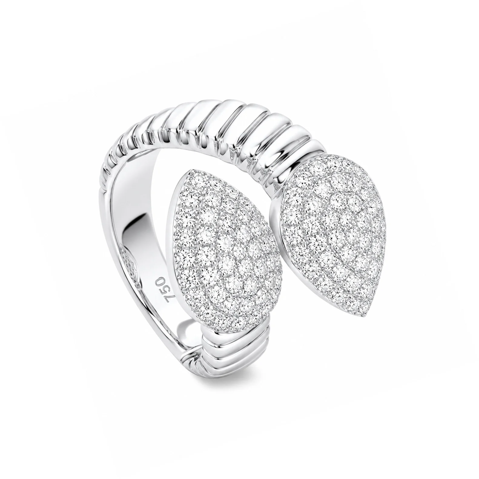 Brown & Co. 18k White Gold Pavé Diamond Bypass Ring