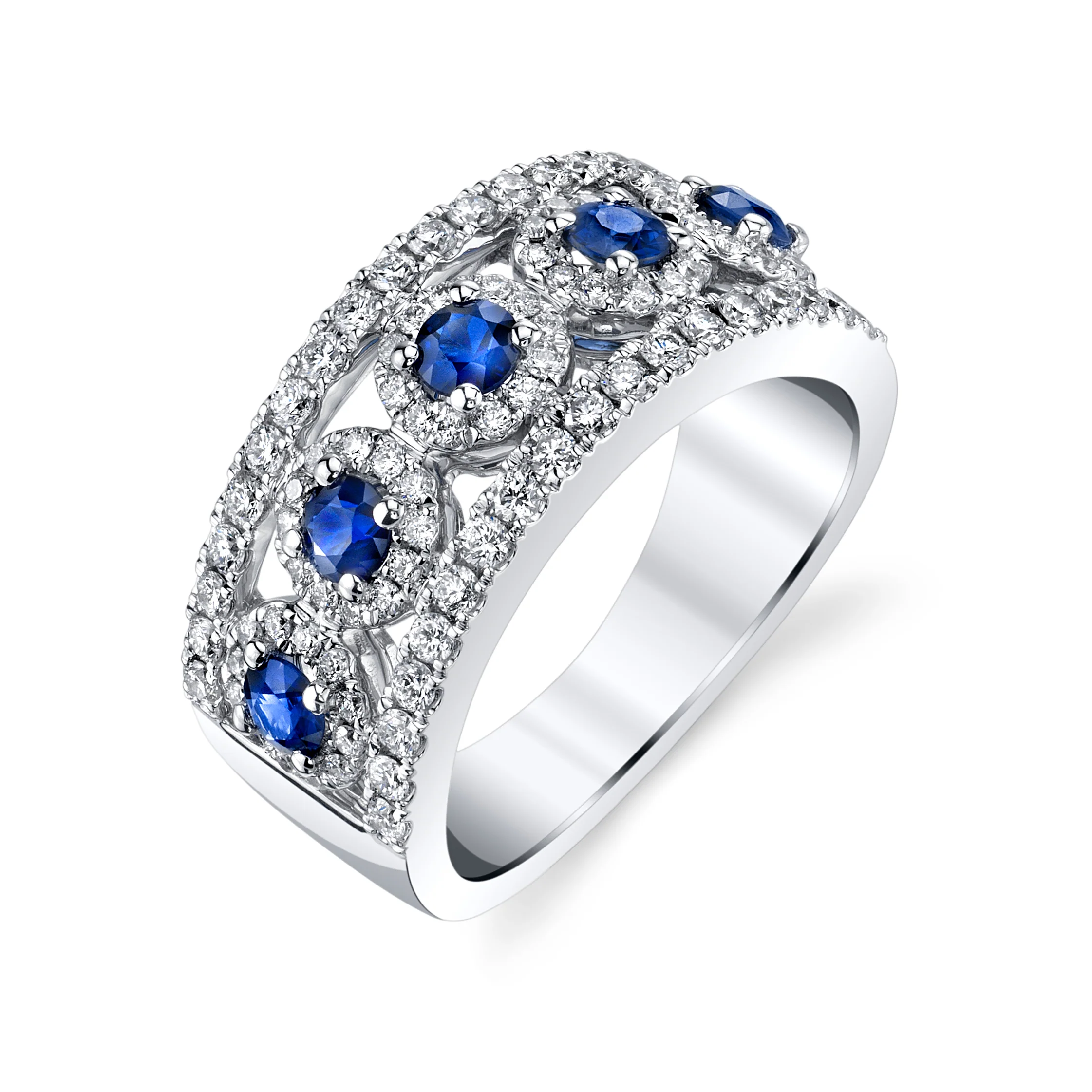 BROWN & CO. 18K WHITE GOLD Sapphire and Diamond RING