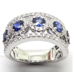 BROWN & CO. 18K WHITE GOLD Sapphire and Diamond RING - Image 2