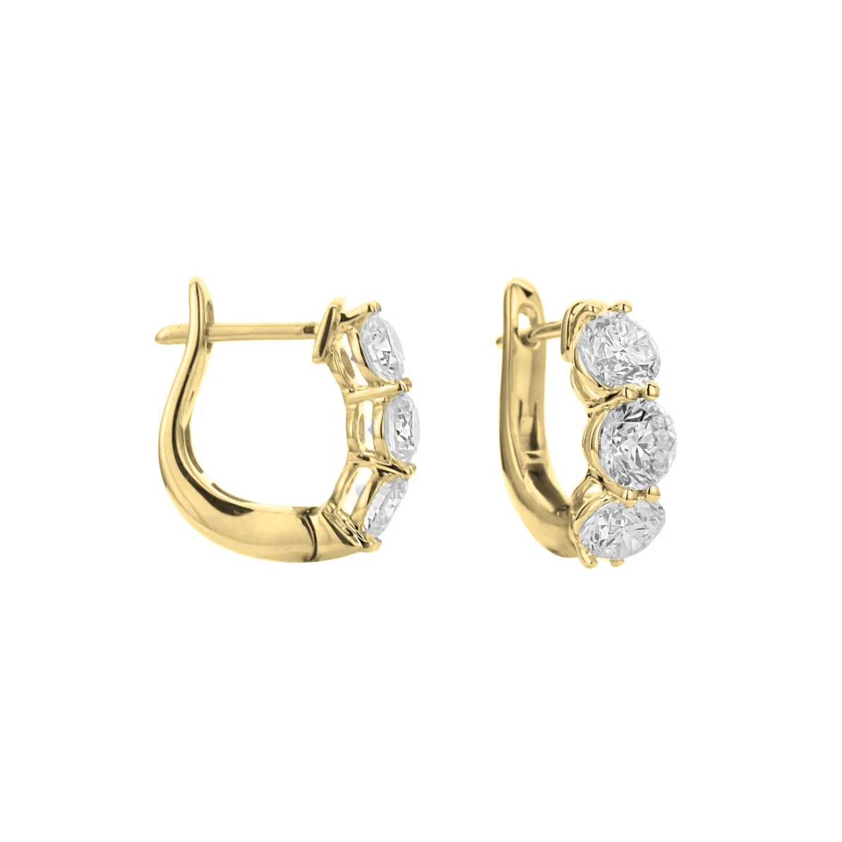 BROWN & CO. 18K YELLOW GOLD 1ct DIAMOND HOOP EARRINGS