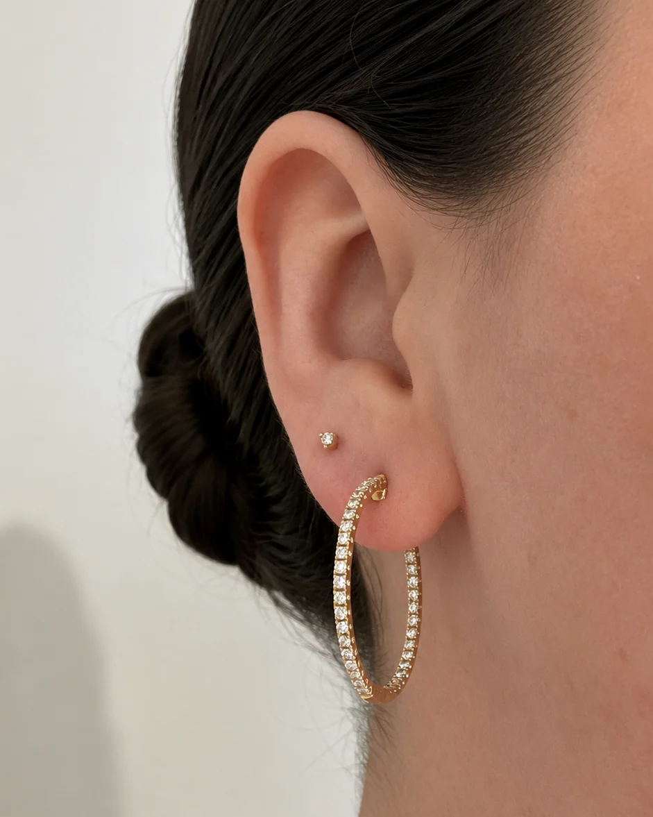 Diamond Hoop Earrings, 1.00ctw - Image 2