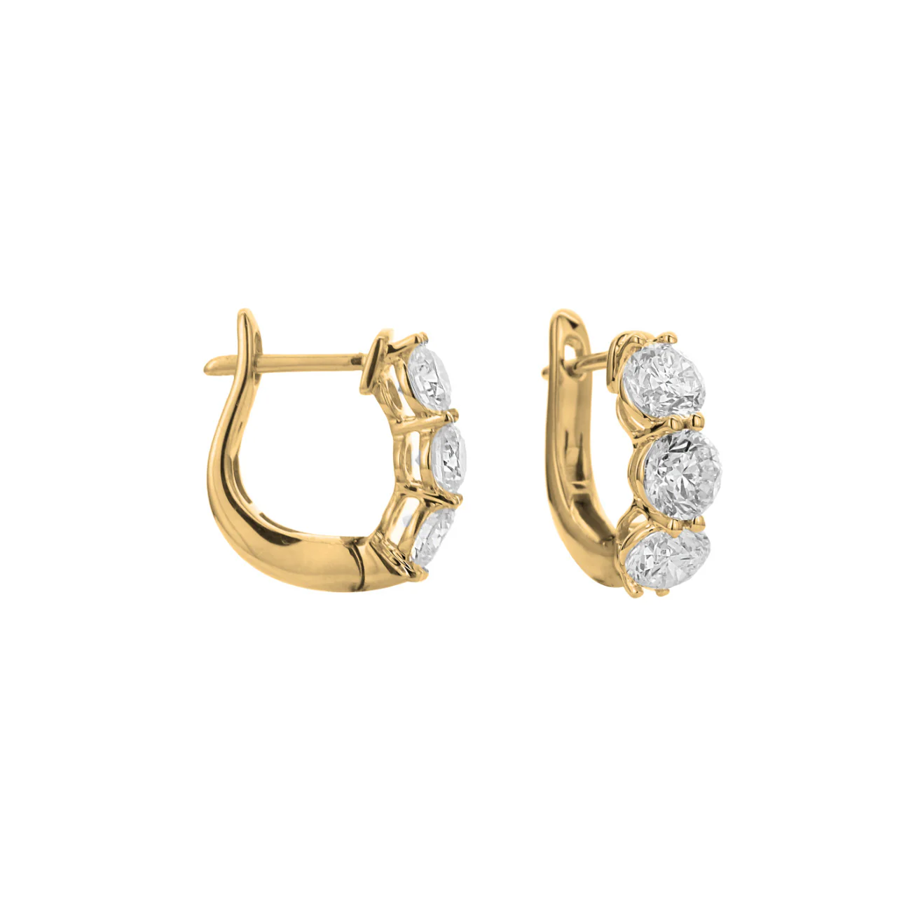 18k Yellow Gold 3.00ctw Diamond Hoop Earrings