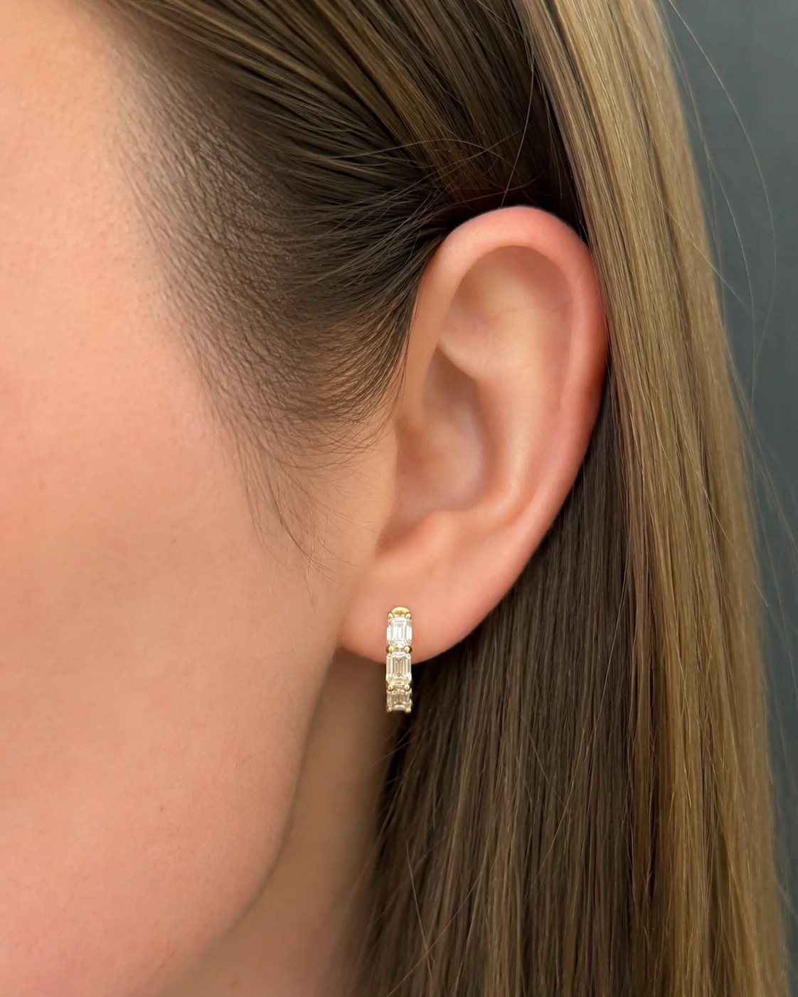 Brown & Co. 18k Yellow Gold Emerald Cut Diamond Earrings - Image 2