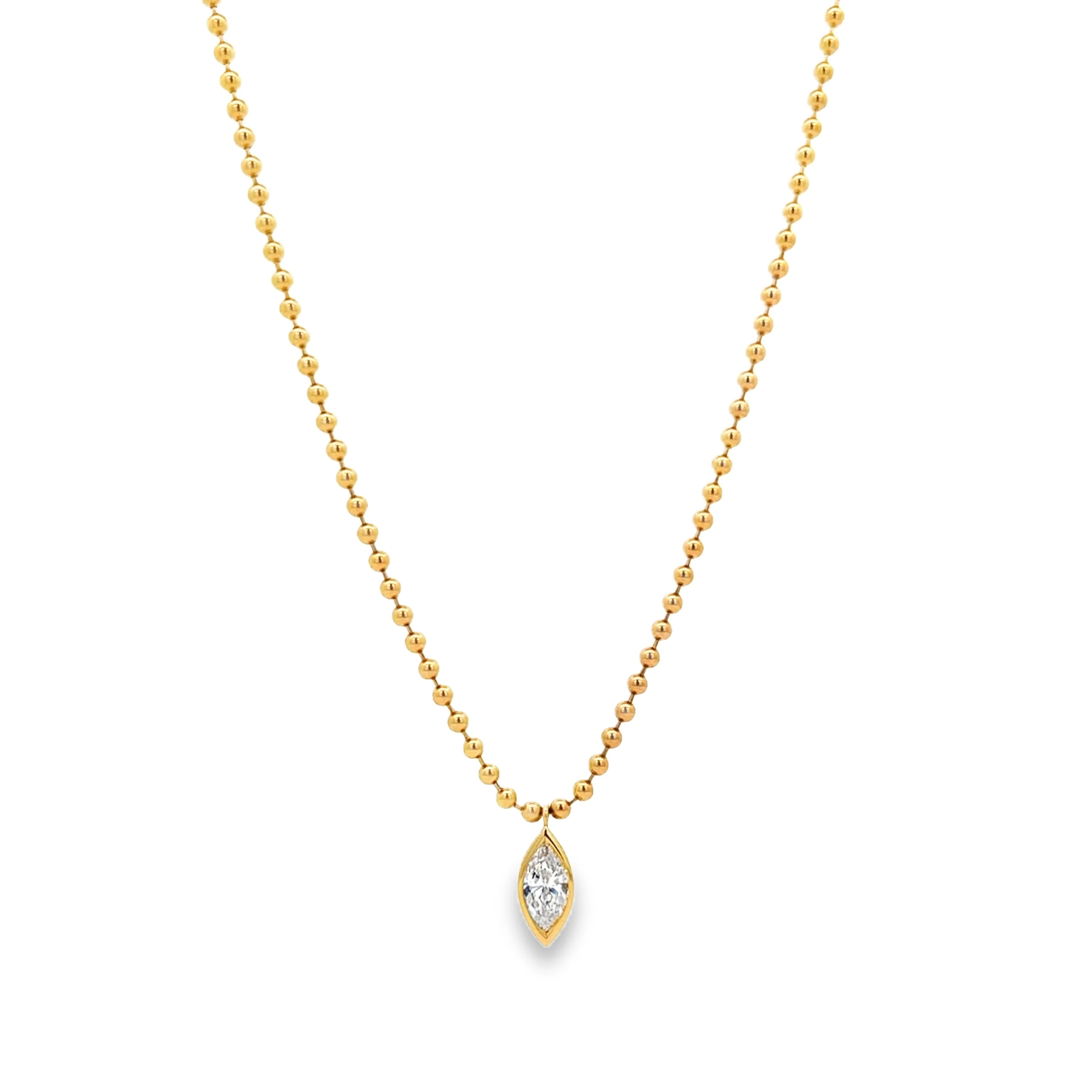 Brown & Co. 18k Yellow Gold Marquise Diamond Bezel Beaded Necklace.