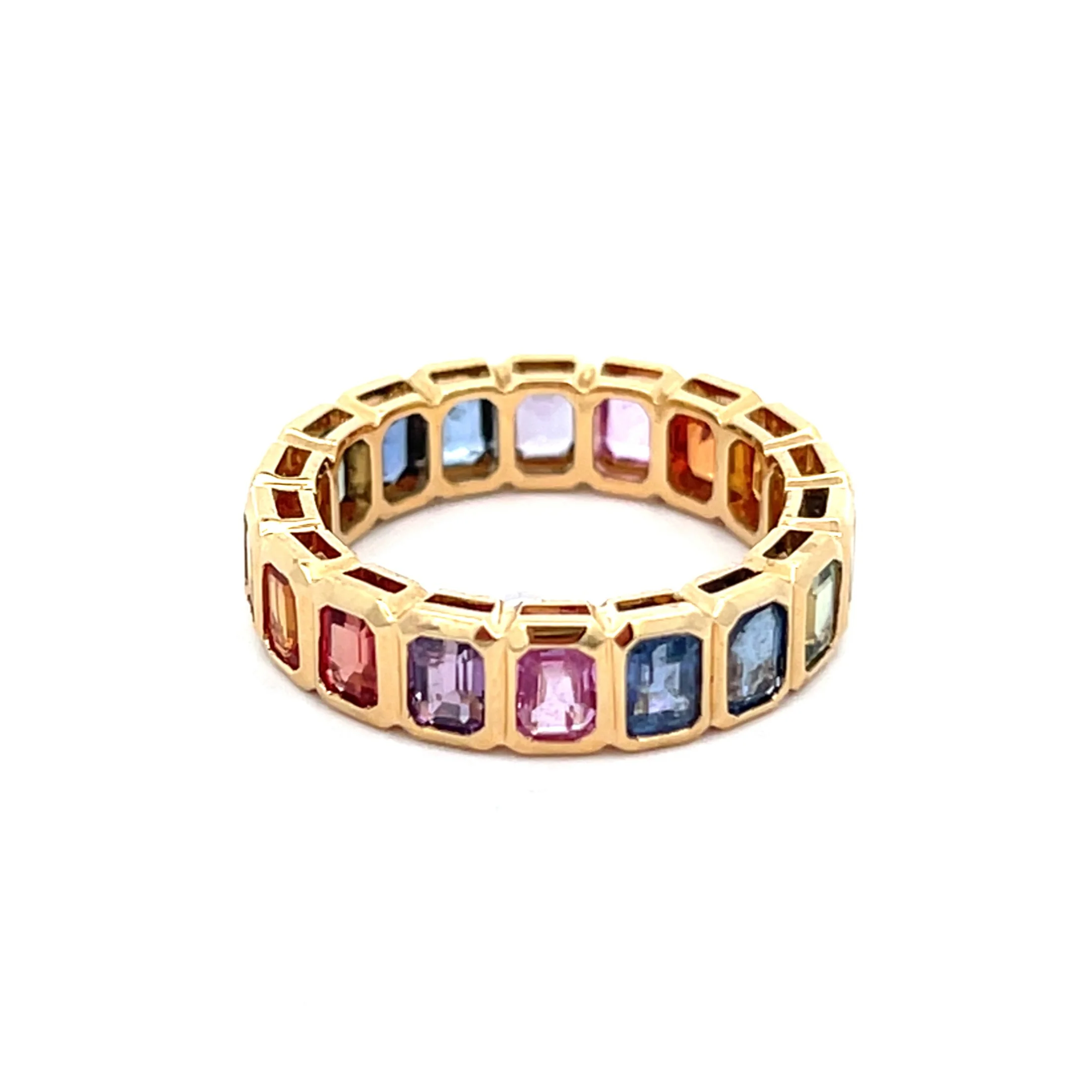 Brown & Co. 18k Yellow Gold Rainbow Sapphire Bezel-set Band