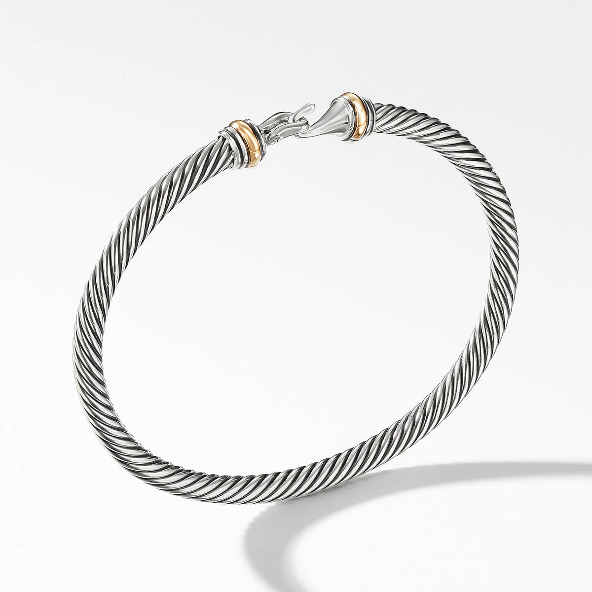 David Yurman Buckle Classic Cable Bracelet In Sterling Silver With 18k Yellow Gold, 4mm