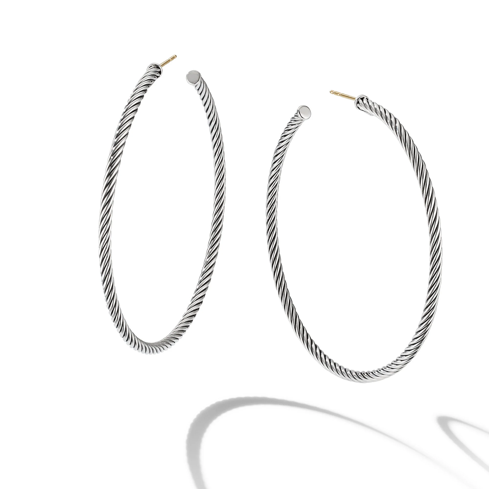 David Yurman Cable Hoop Earrings In Sterling Silver, 2.5in