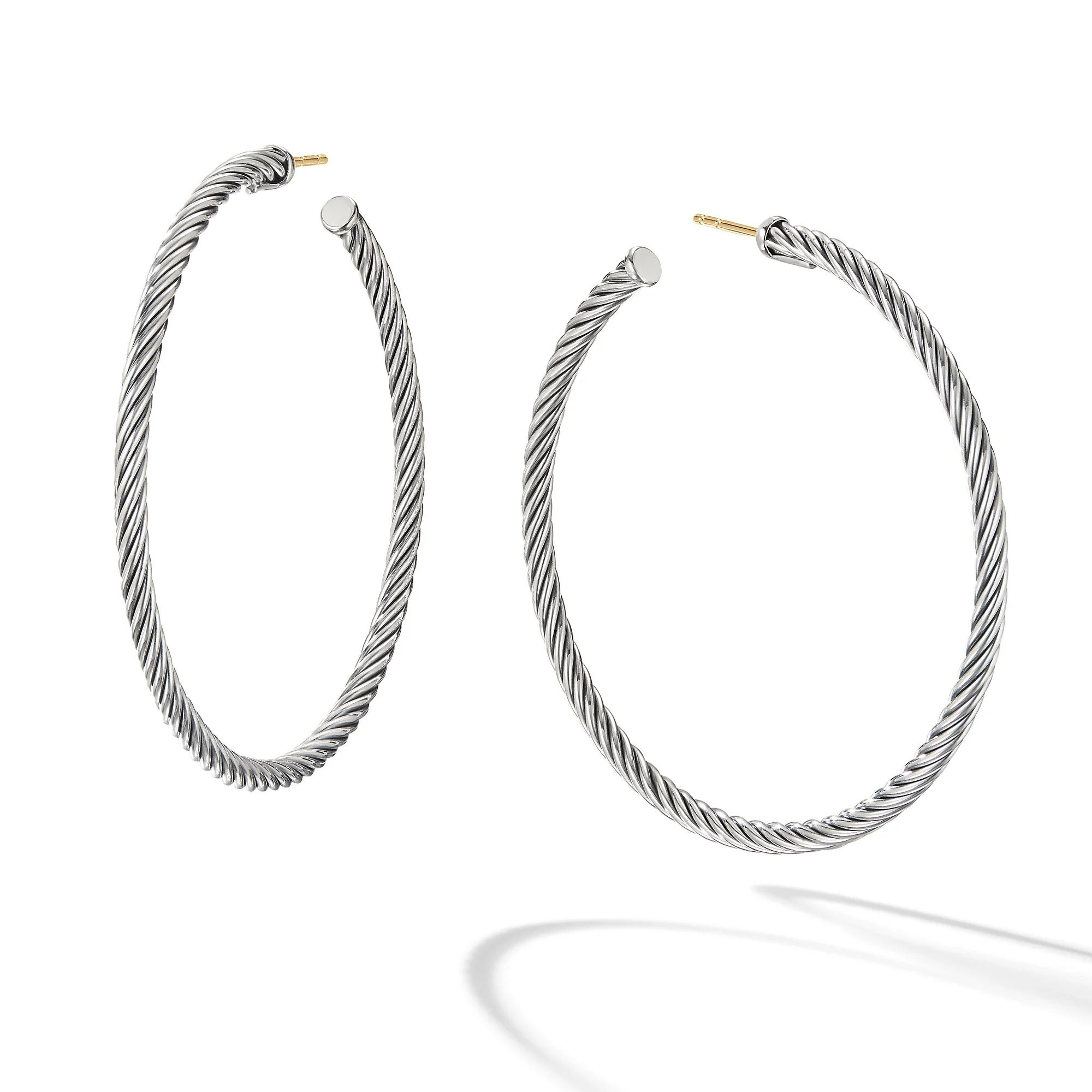 David Yurman Cable Hoop Earrings In Sterling Silver, 2in