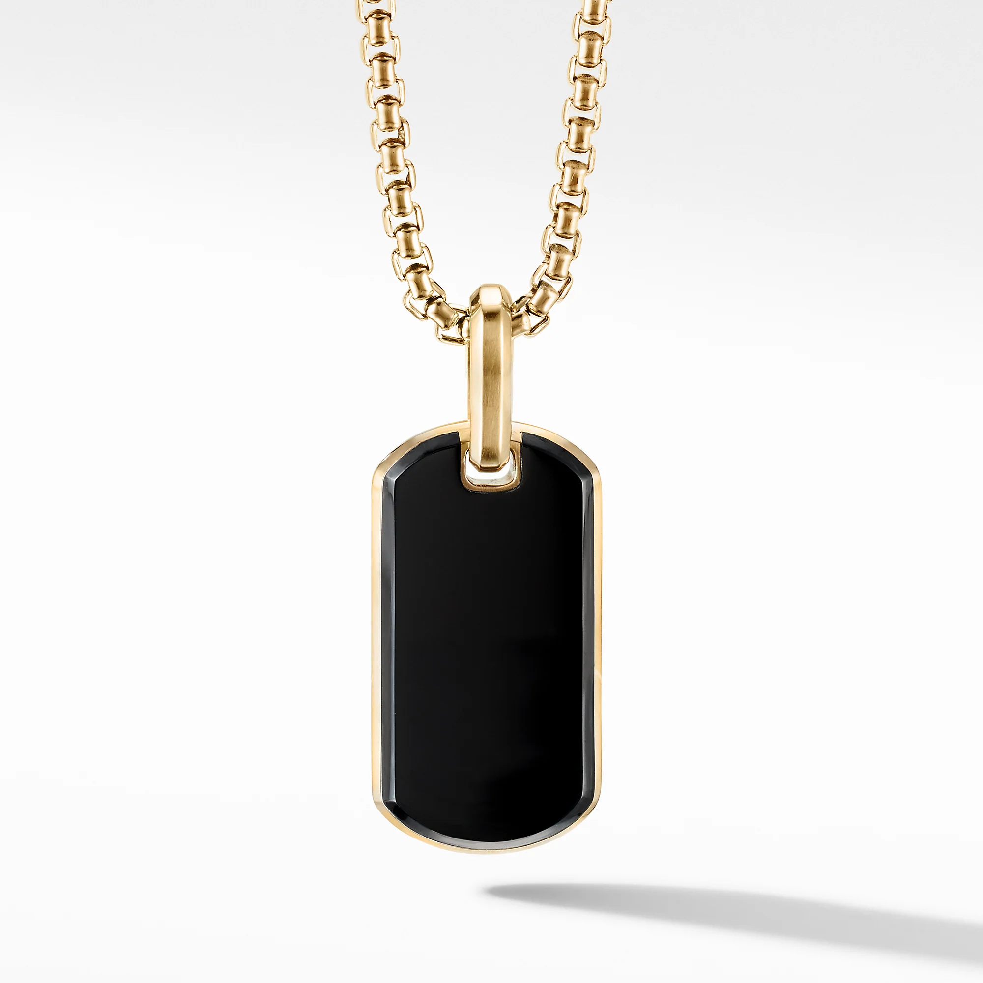 David Yurman Chevron Tag In 18k Yellow Gold With Black Onyx, 27mm - Image 2