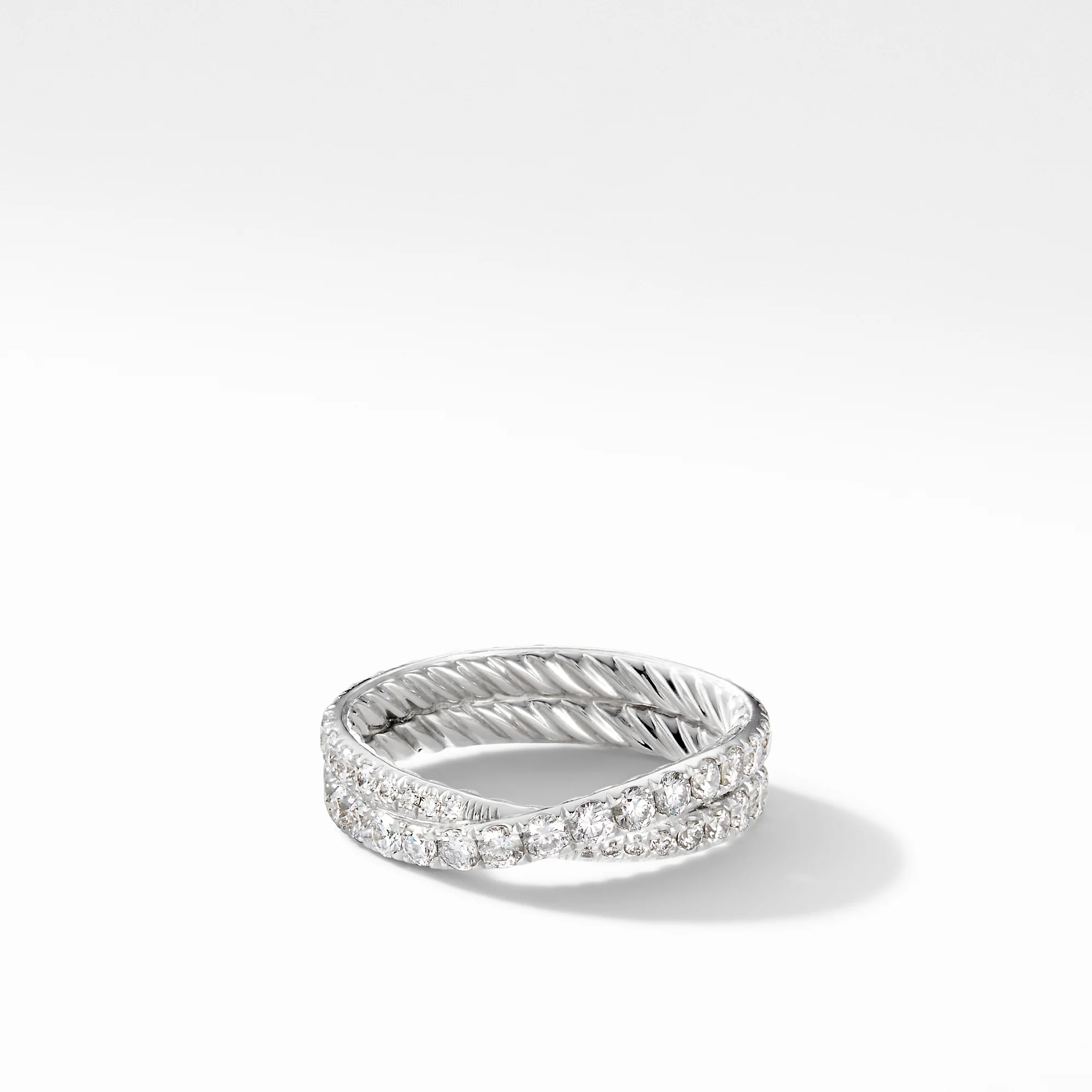 David Yurman Crossover® Band Ring In Platinum With Diamonds, 5.2mm
