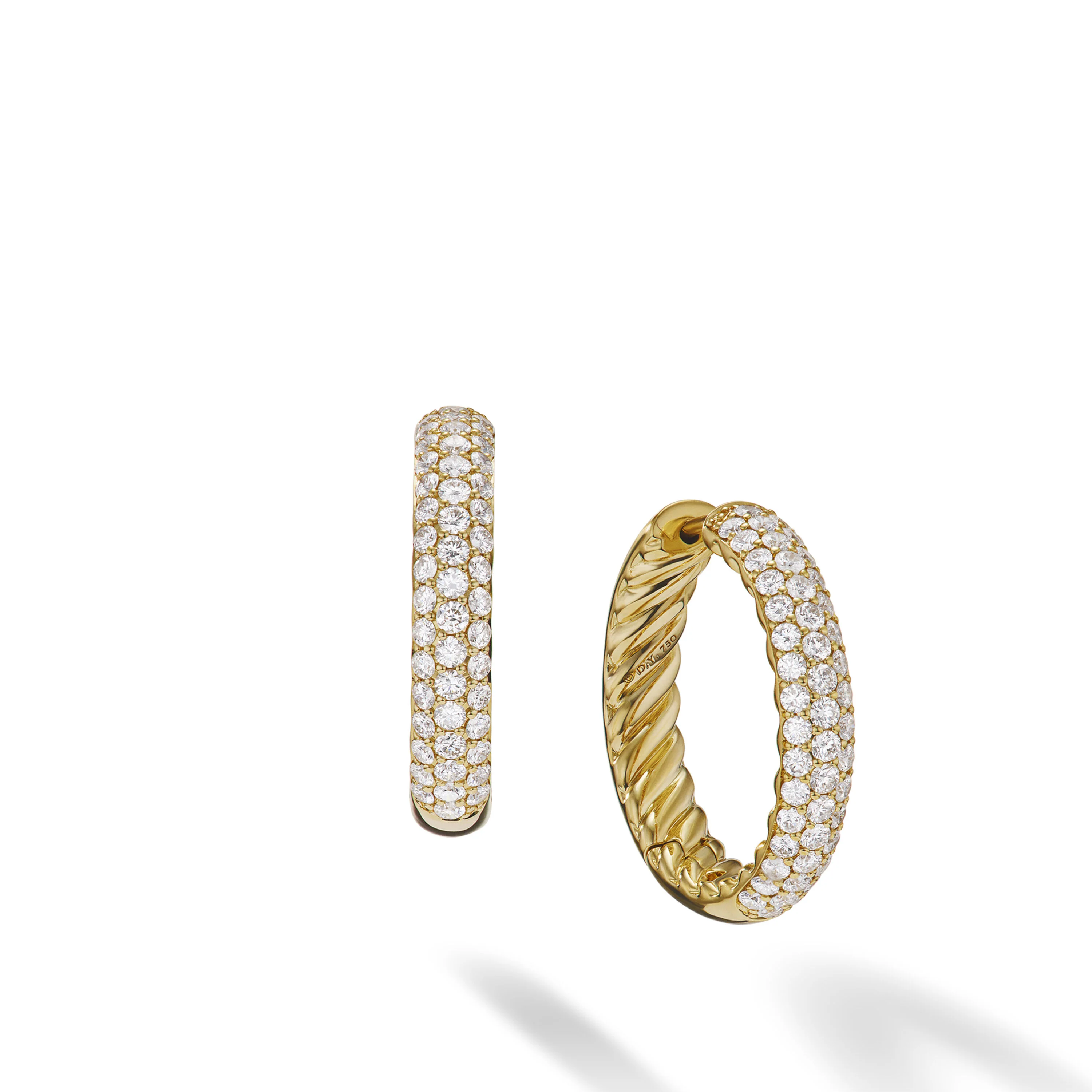 David Yurman Mercer® Hoop Earrings In 18k Yellow Gold With Diamonds, 25.4mm