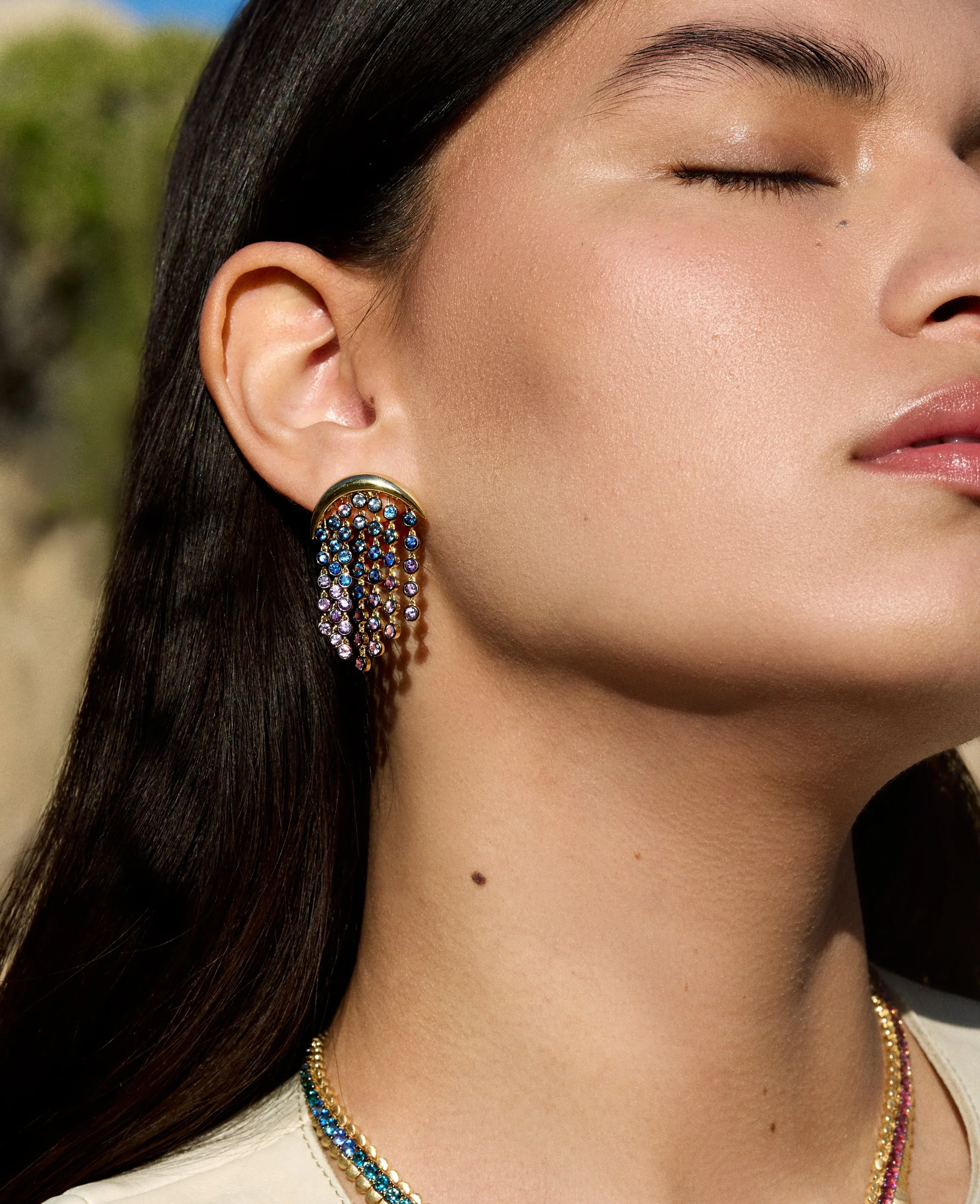 Emily P. Wheeler 18k Yellow Gold Fringe Ombre Sapphire Earrings - Image 2