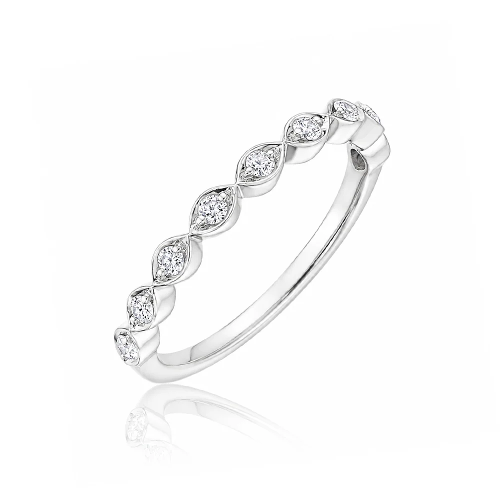 18K White Gold 0.07ctw Illusion Marquise Diamond Band