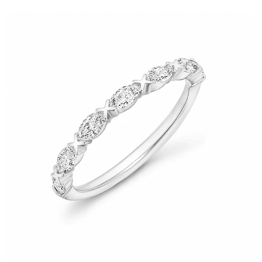 18k White Gold 0.55ctw Marquise Diamond Half-Eternity Band