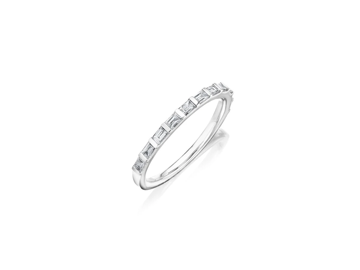 Henri Daussi 18k White Gold Diamond Band