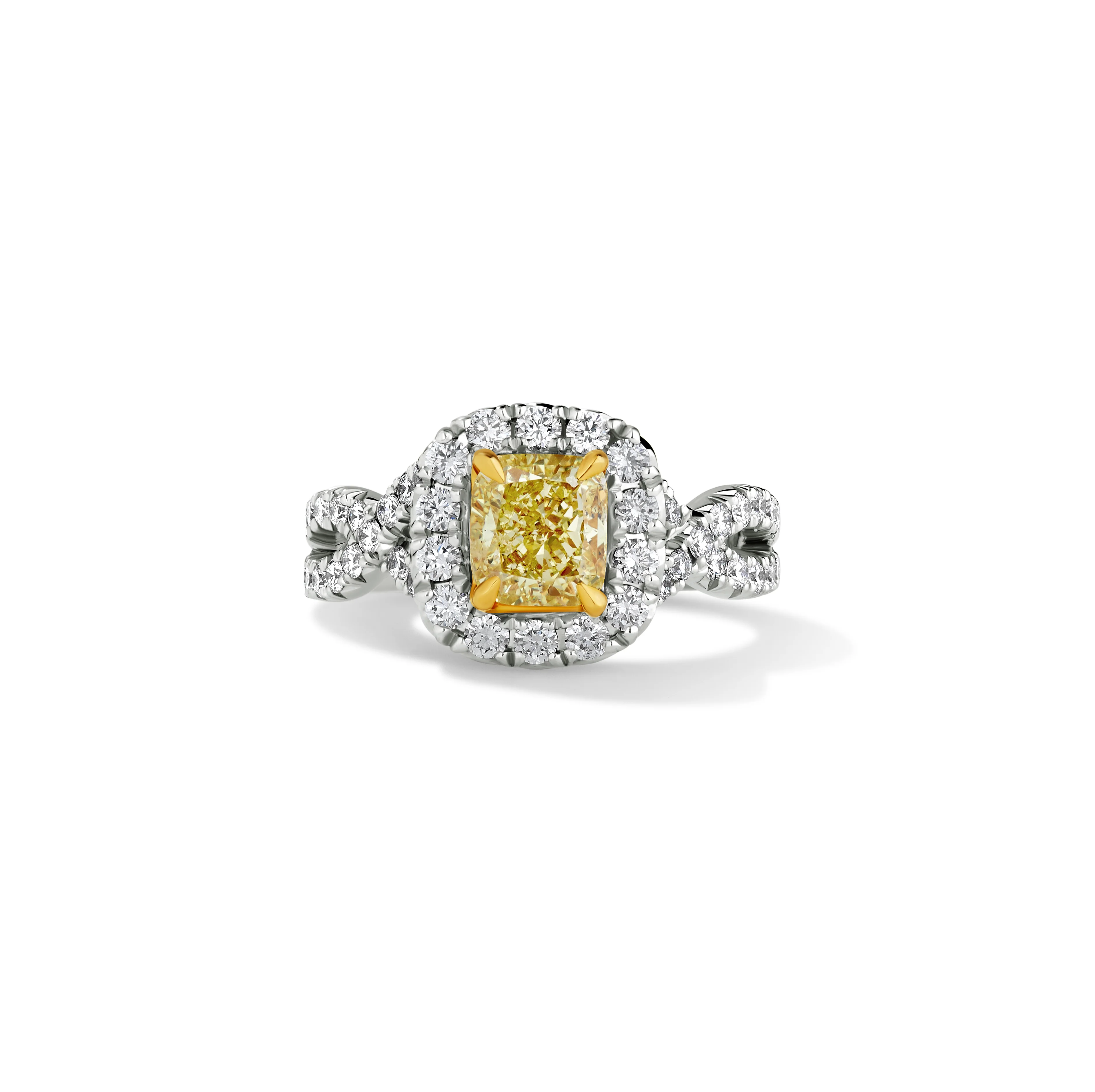 Henri Daussi 18k White Gold Fancy Yellow Diamond Ring