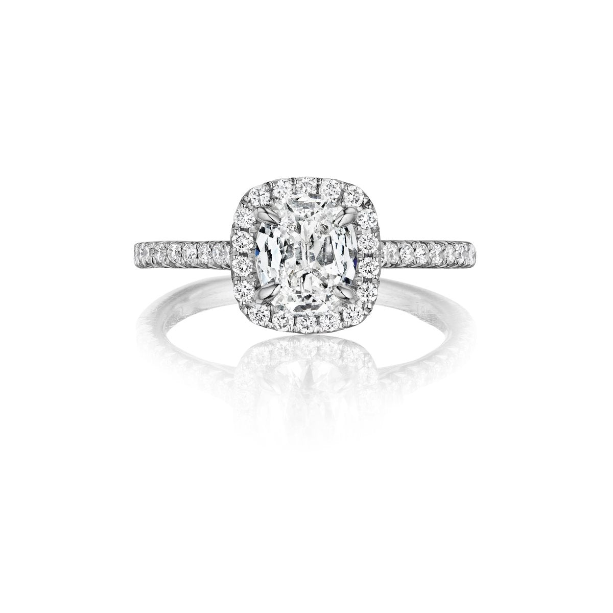 Henri Daussi 18k White Gold Diamond Engagement Ring